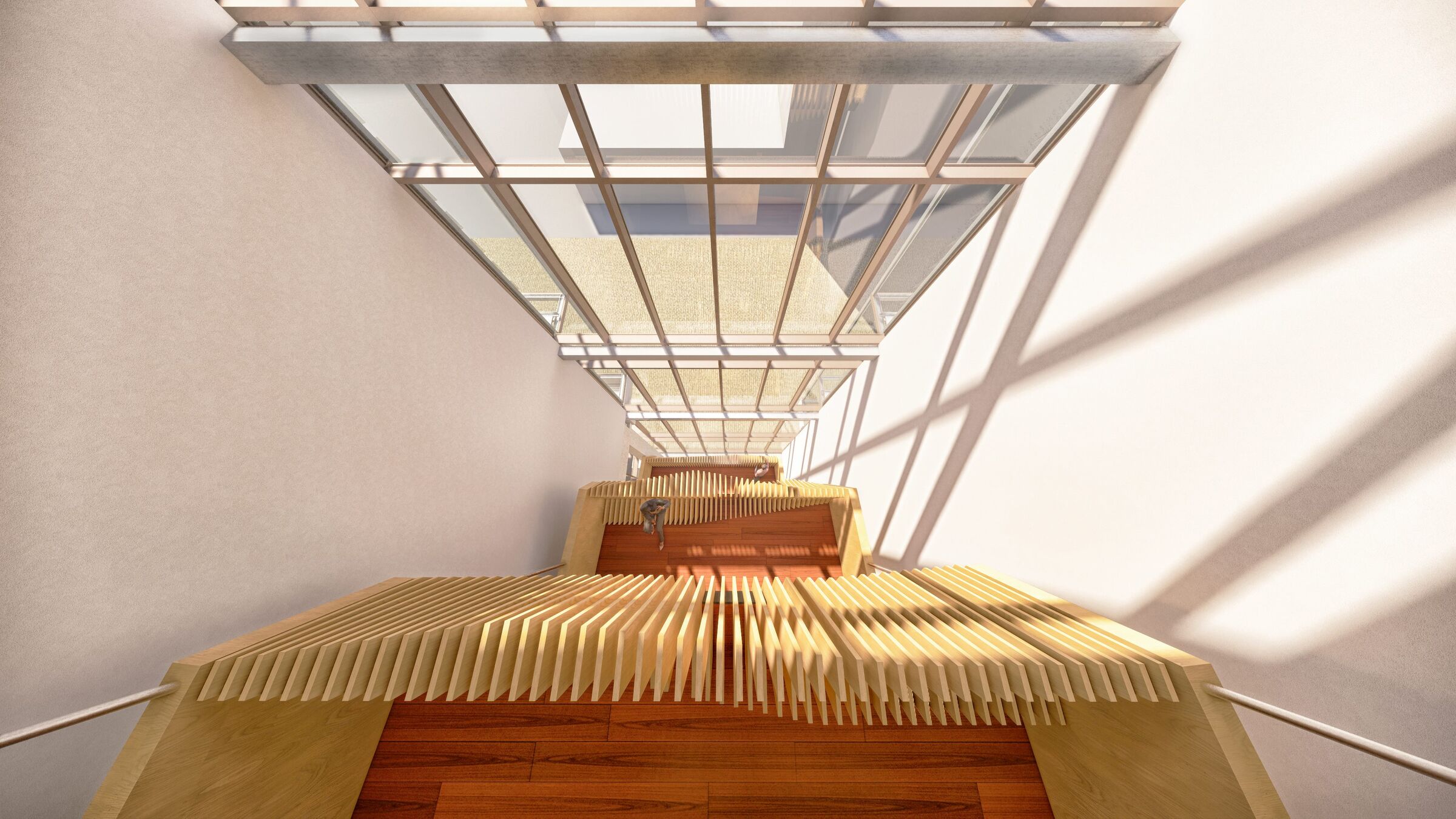 Central staircase looking over the Ferro square