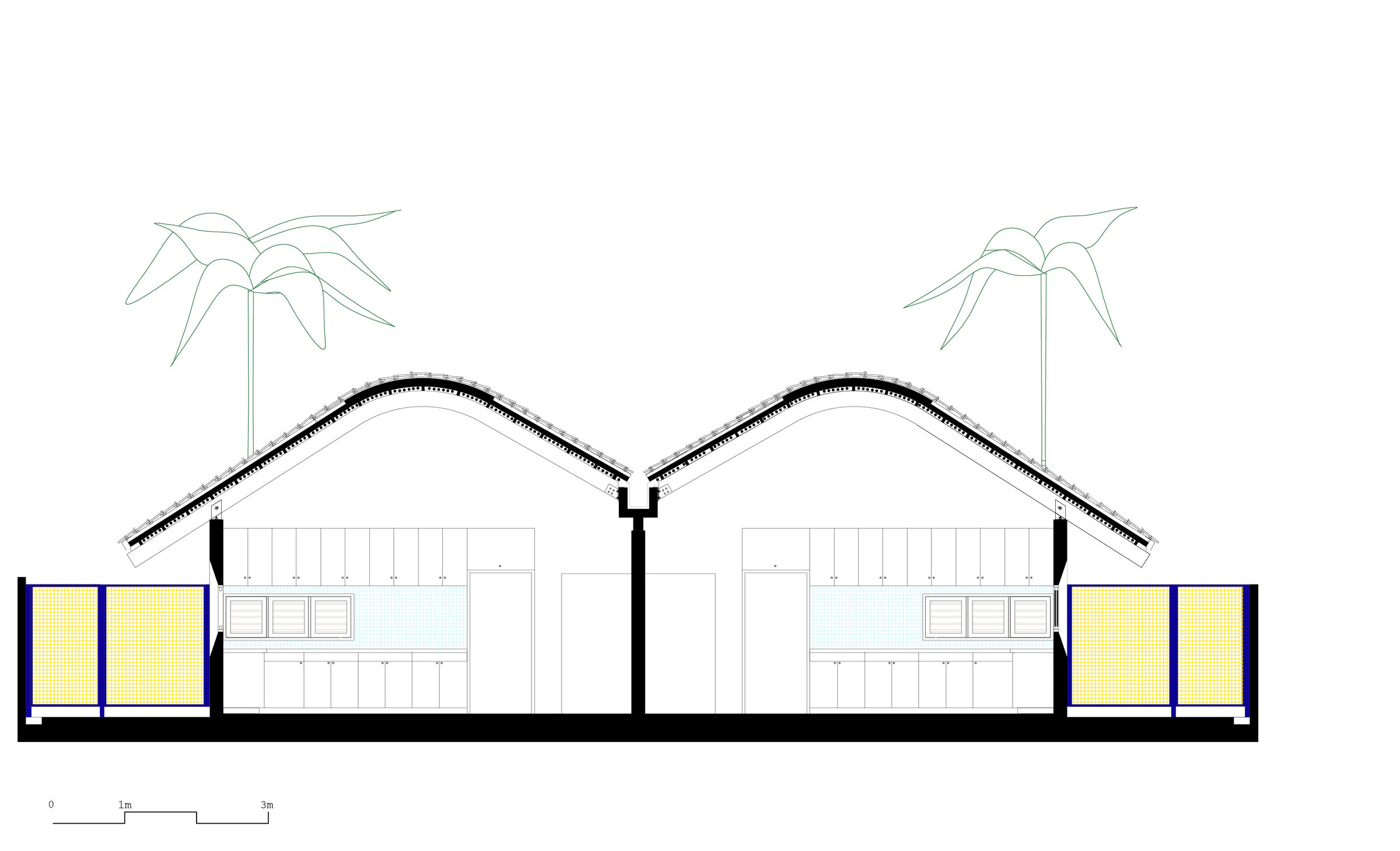 Transversal Section. Living+Kitchen