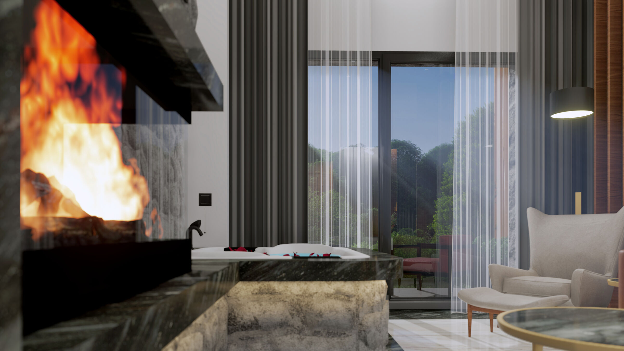 Stone hotel room