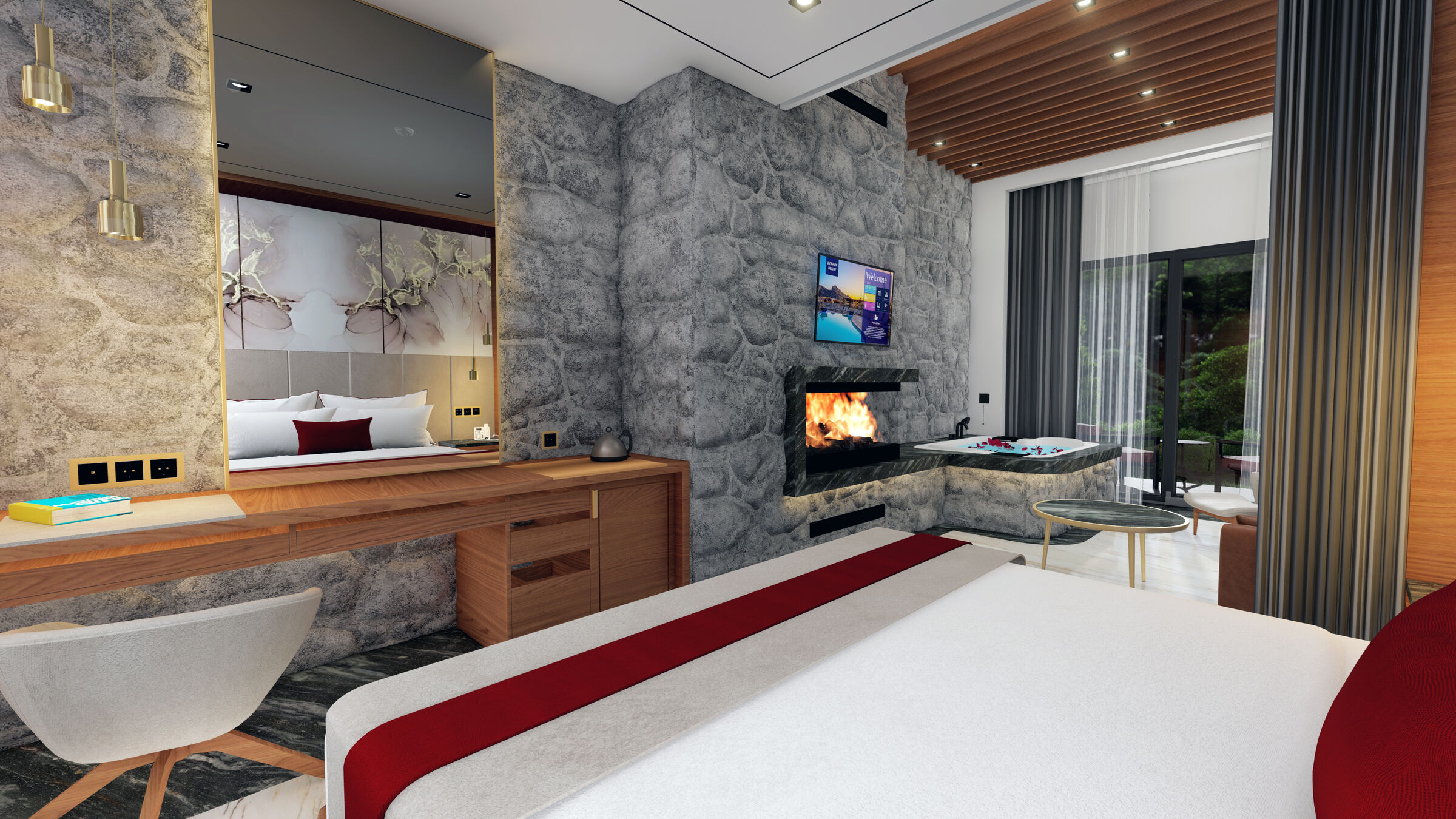 Stone hotel room