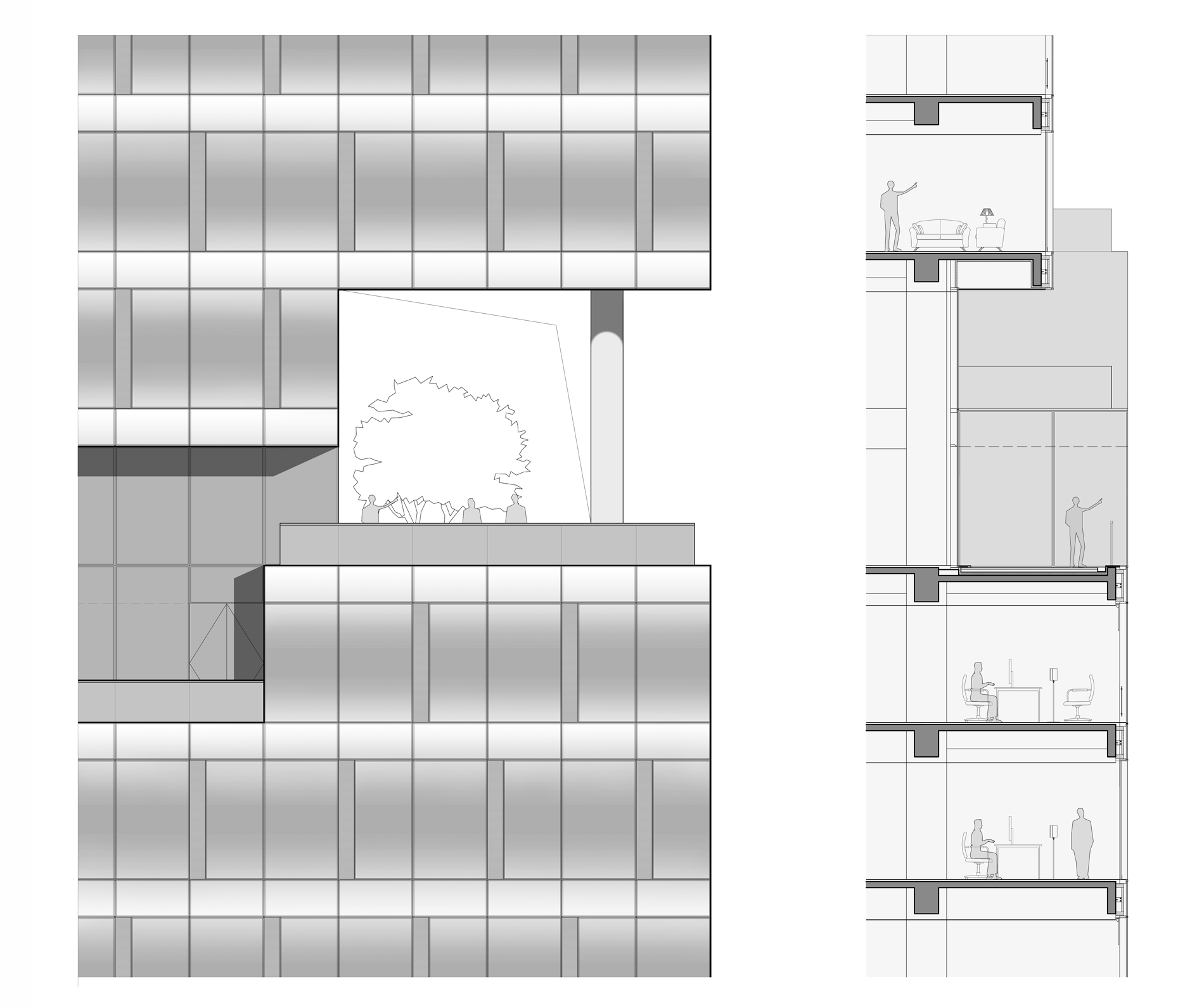 Elevation (left) Section (right)