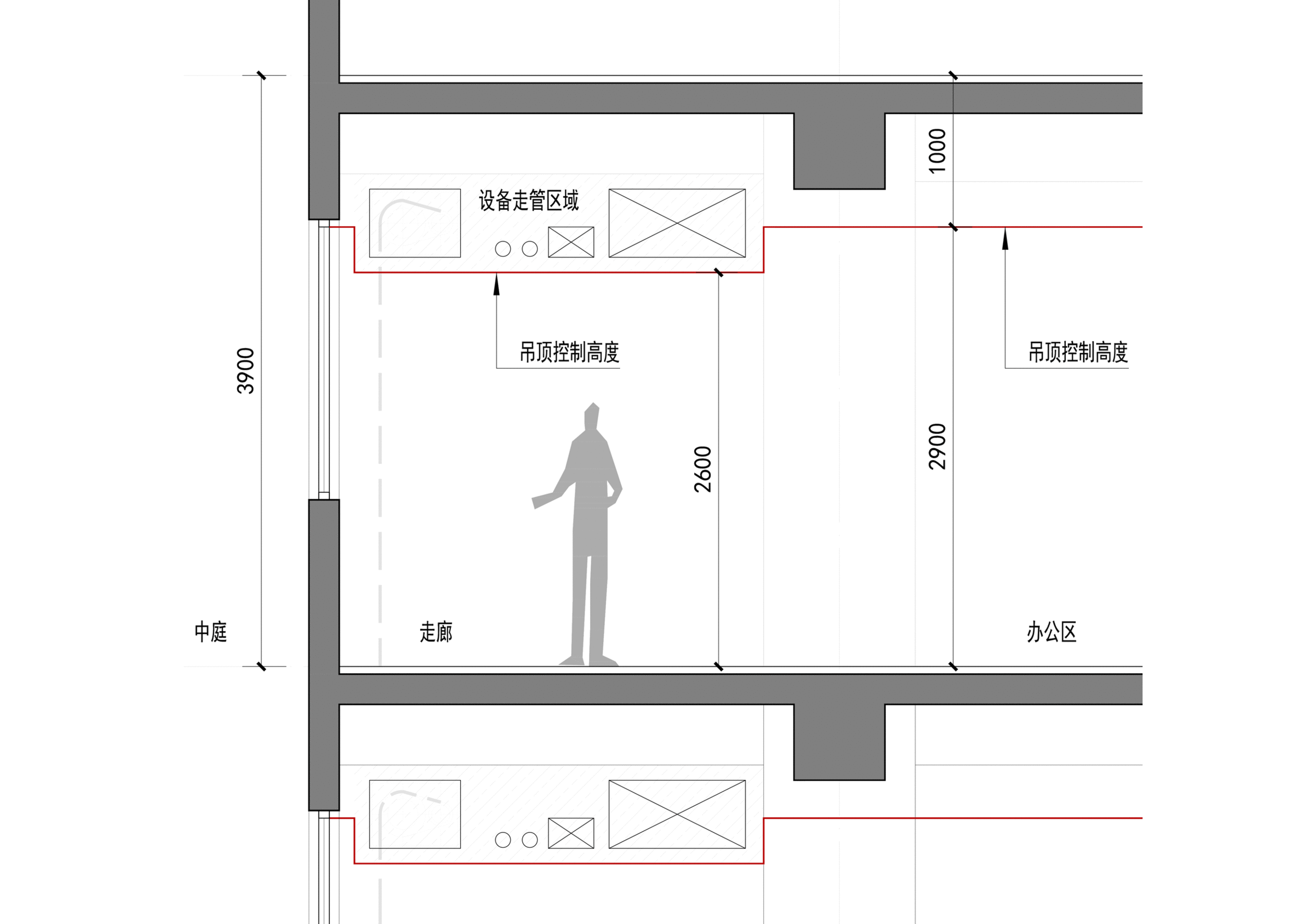 Office area net height analysis diagram