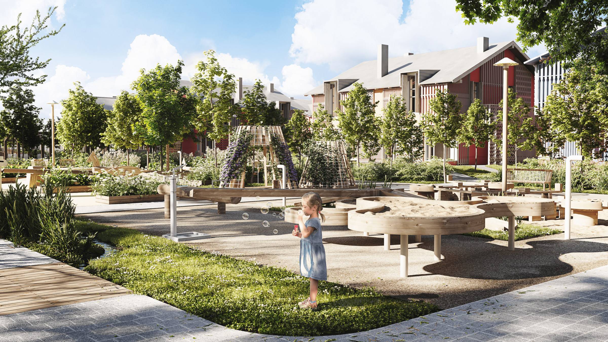 children's play area in the garden