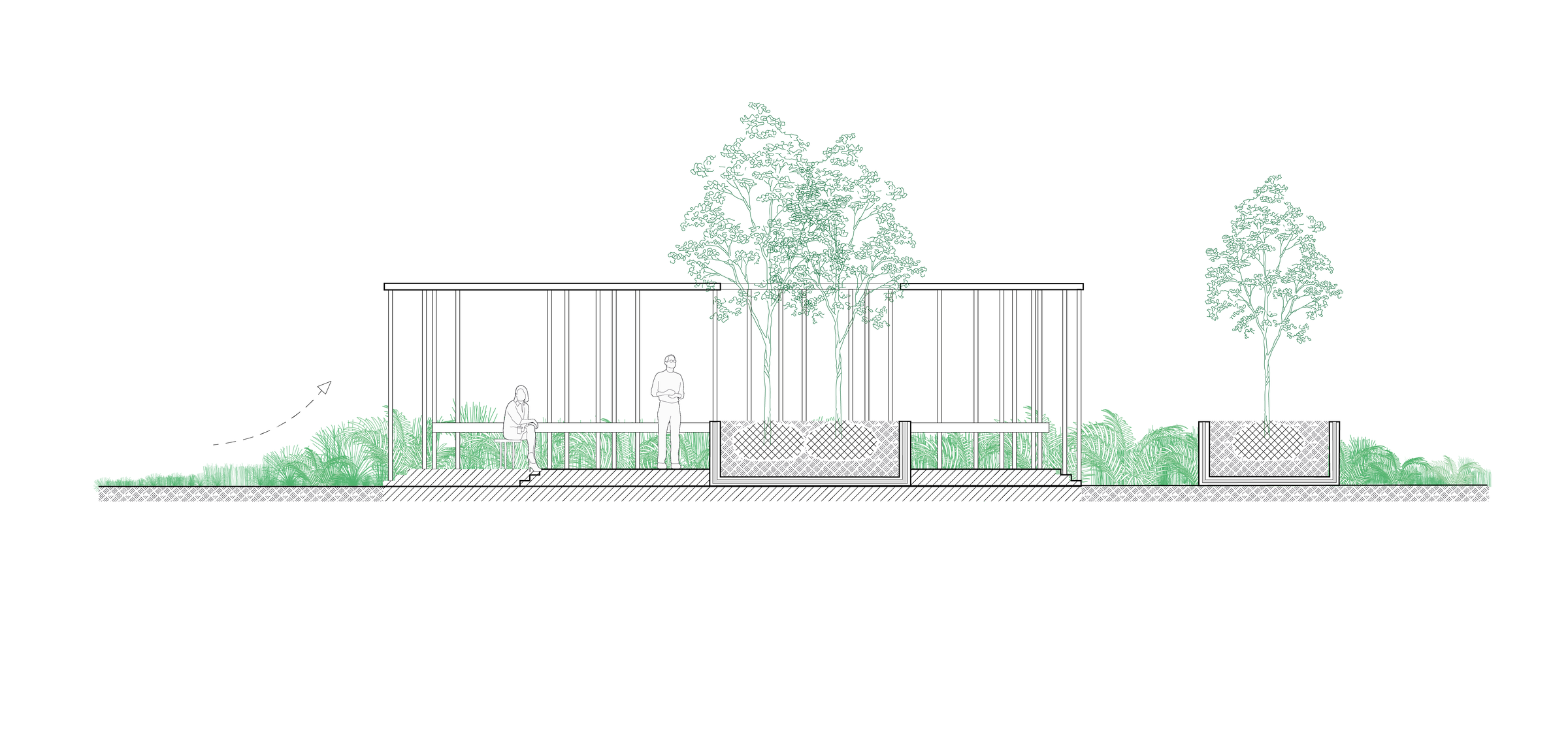 stylobat pavillion section