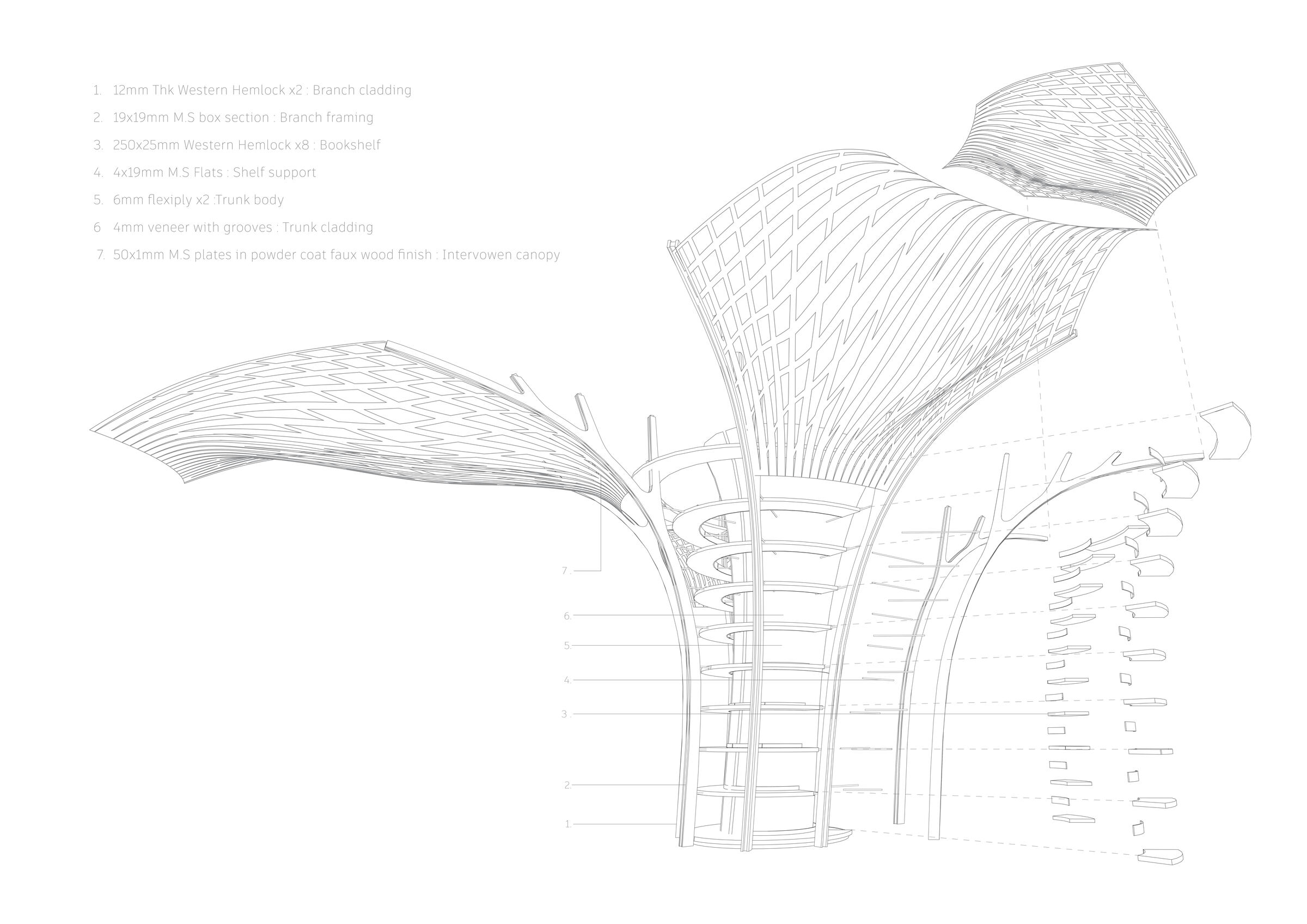 Exploded drawing of Tree trunk