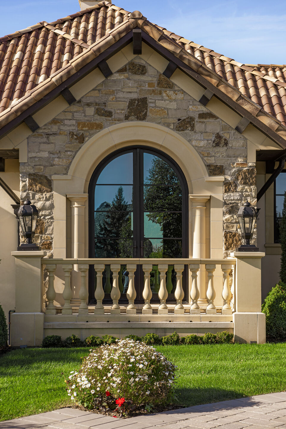 Stone home exterior details.