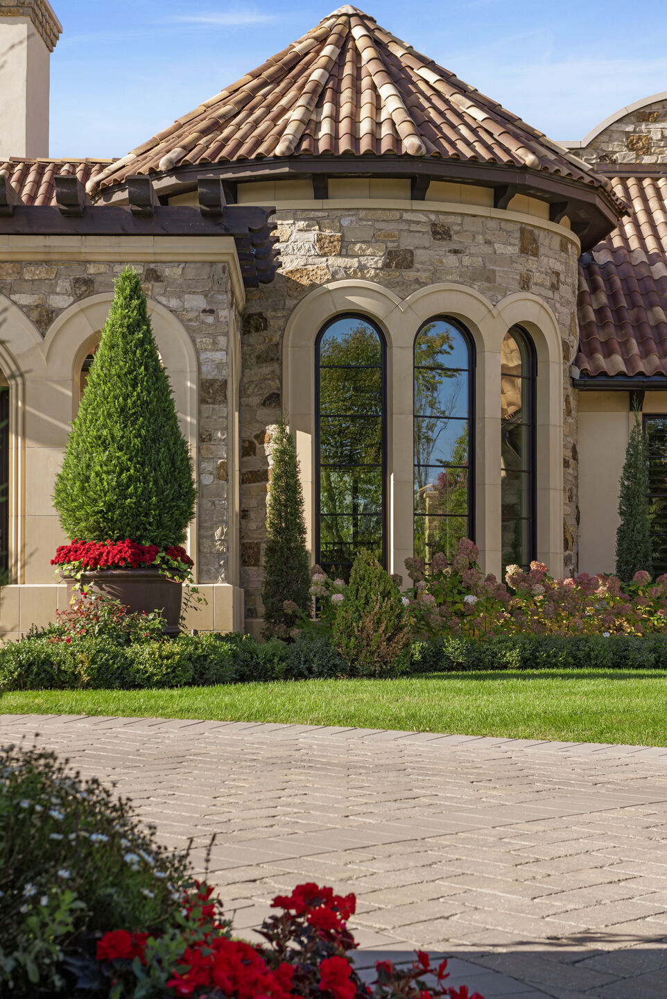 Stone home exterior details.