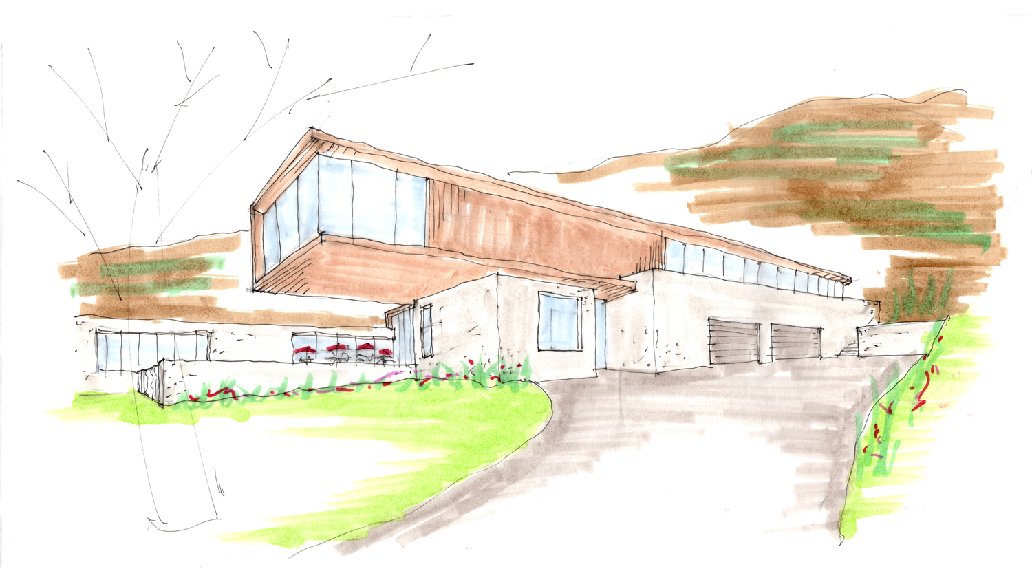 An initial sketch of the building.