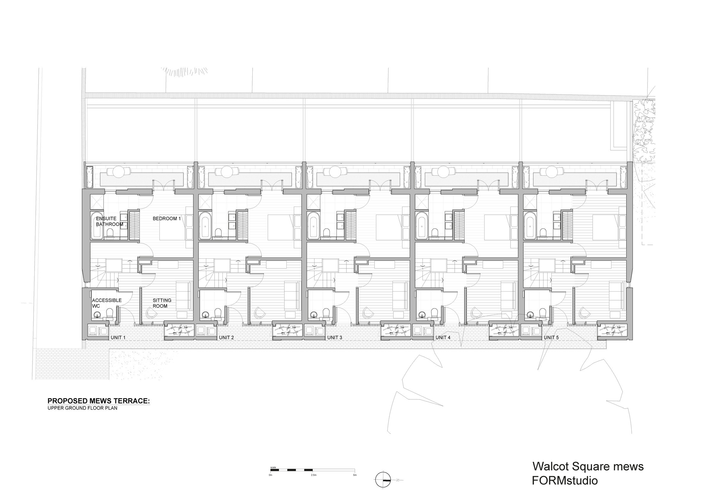 Walcot Square mews, upper ground floor plan of mews houses