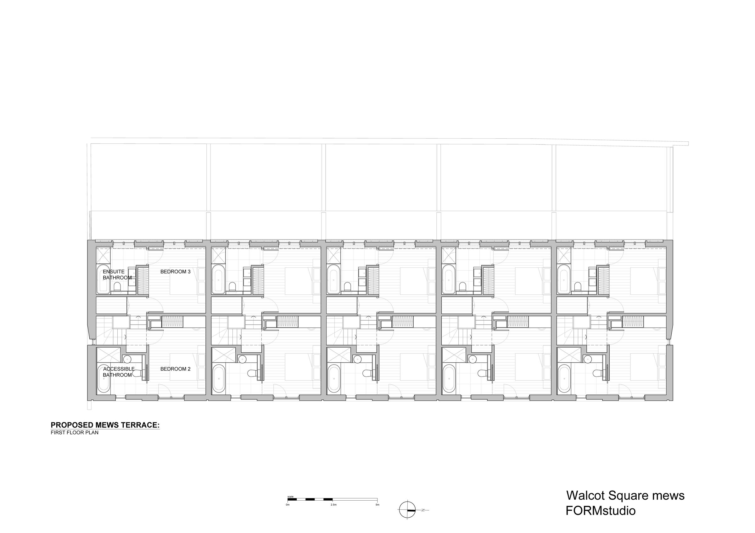 Walcot Square mews, first floor plan of mews houses
