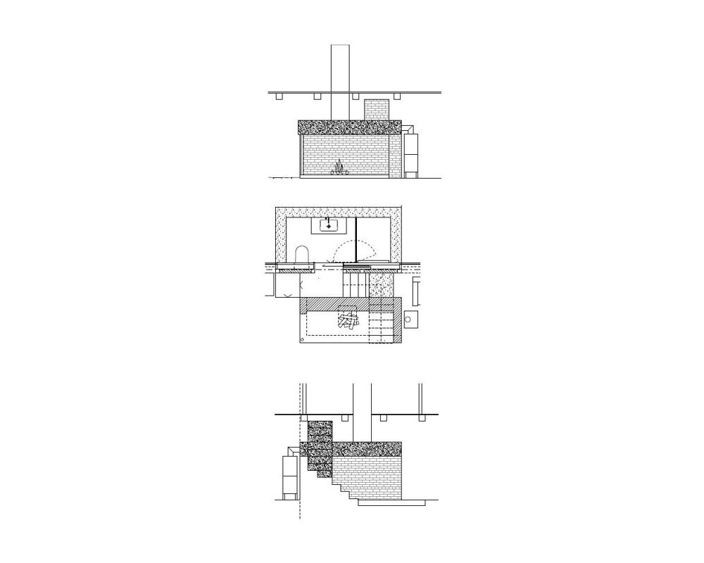 Elevations and plan of the hearth