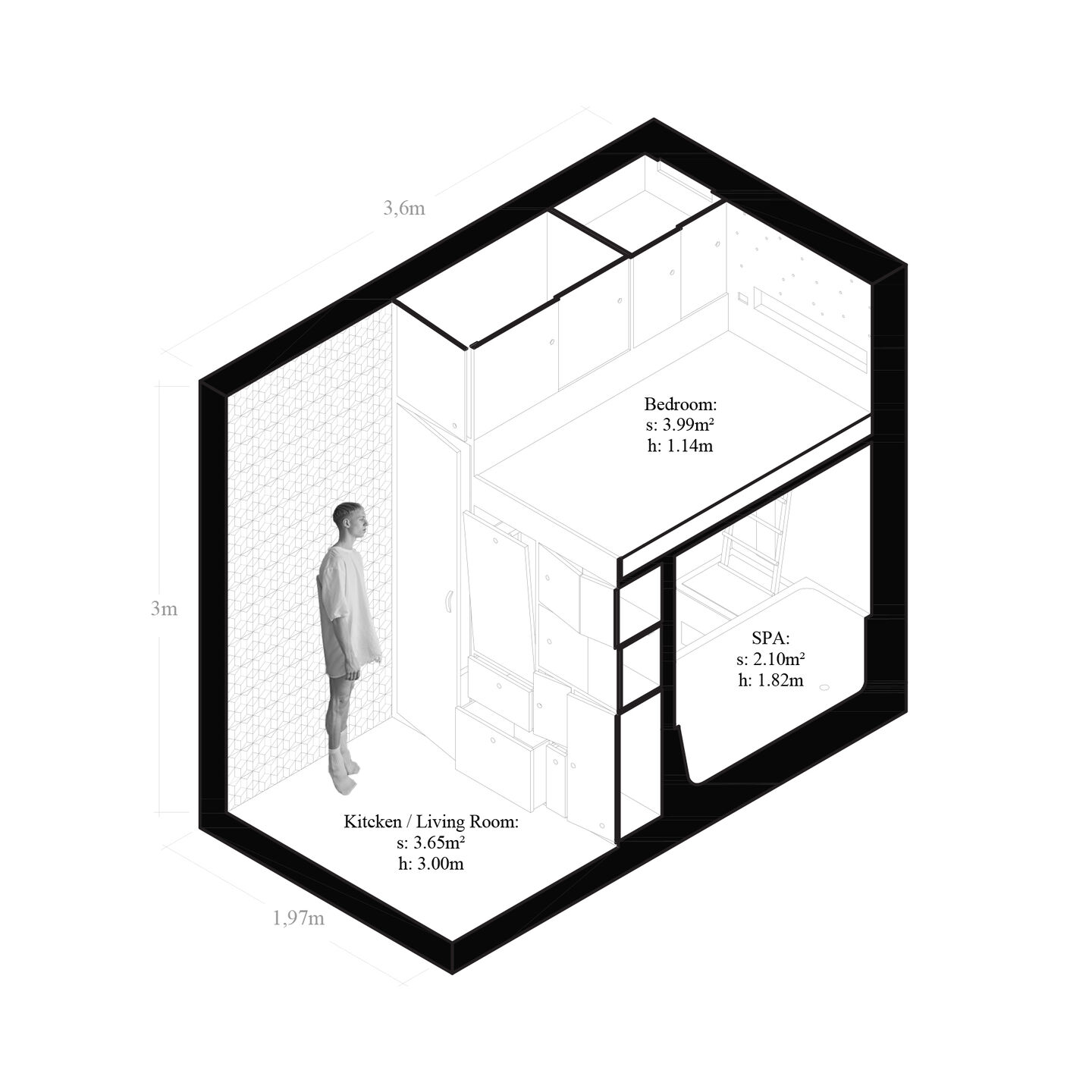 Axonometry II: Guido stands still to help us understand the scale.