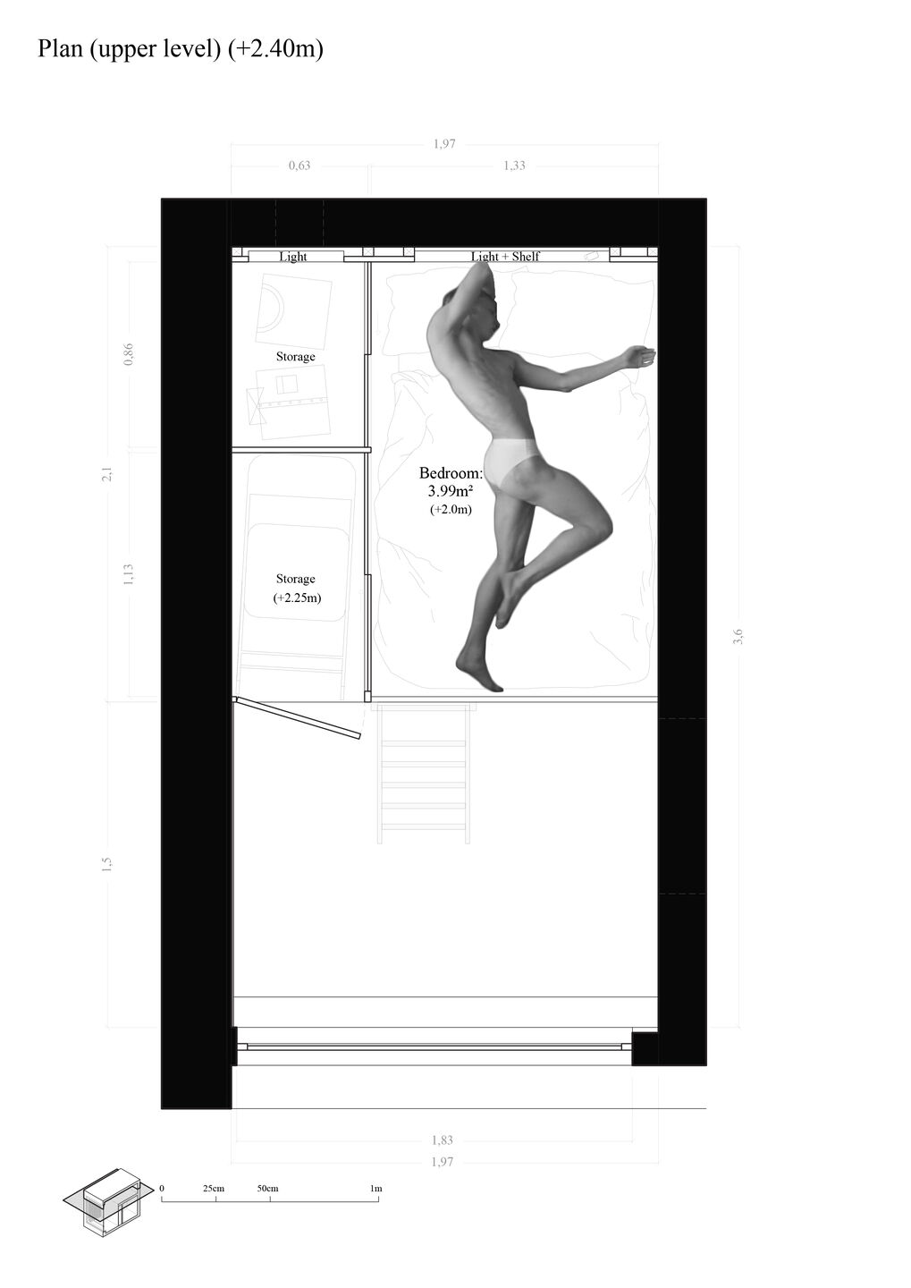 Plan upper level: bedroom.