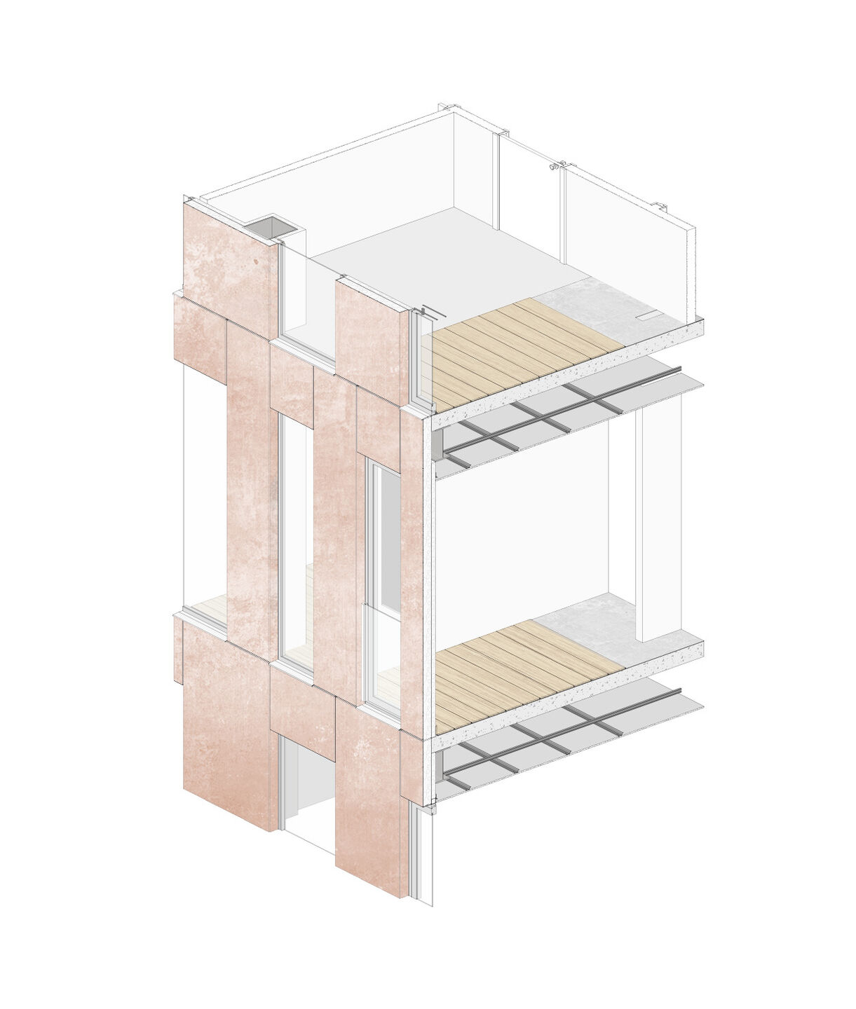 Facade construction detail axon