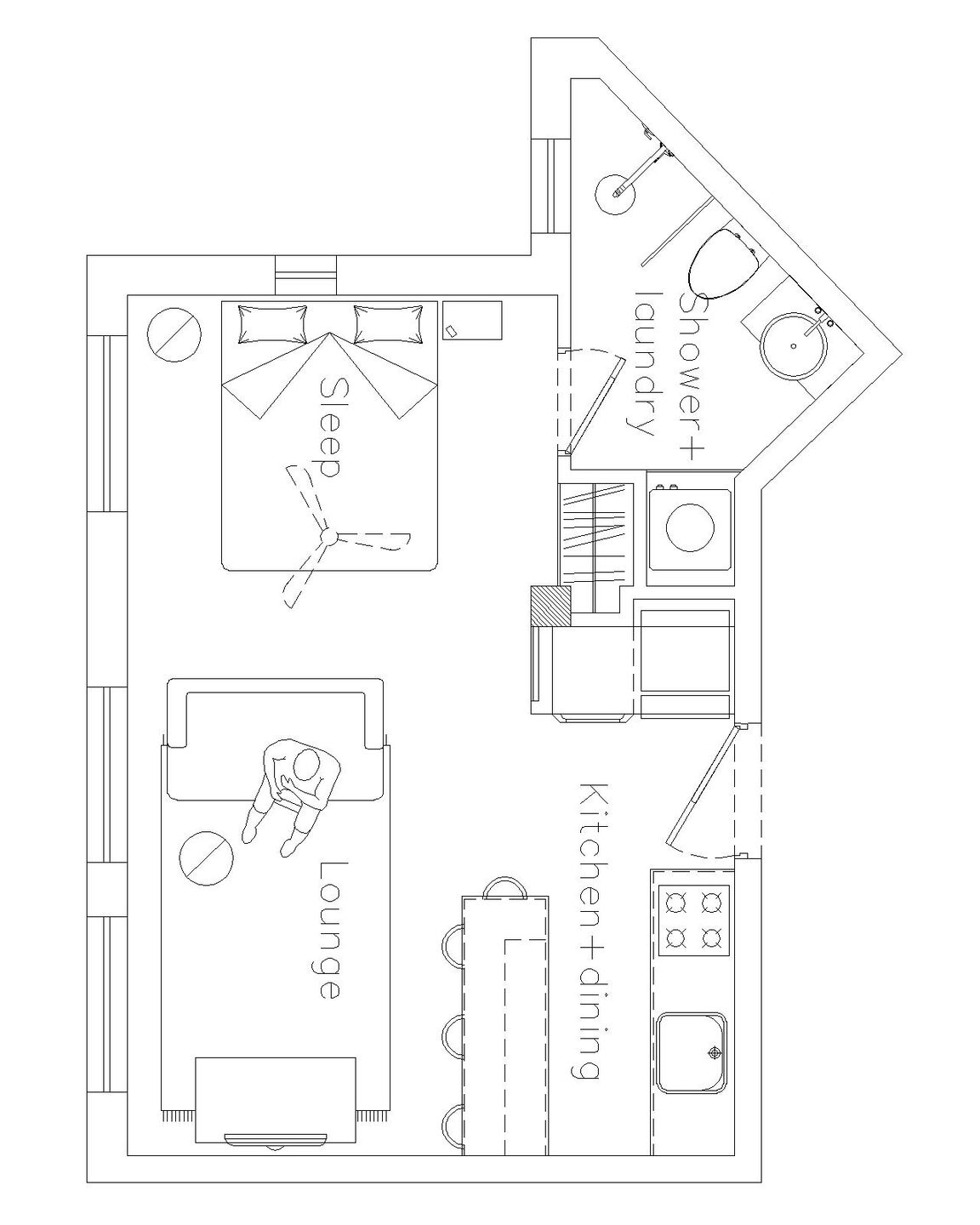 Jaffa studio apartment floorplan