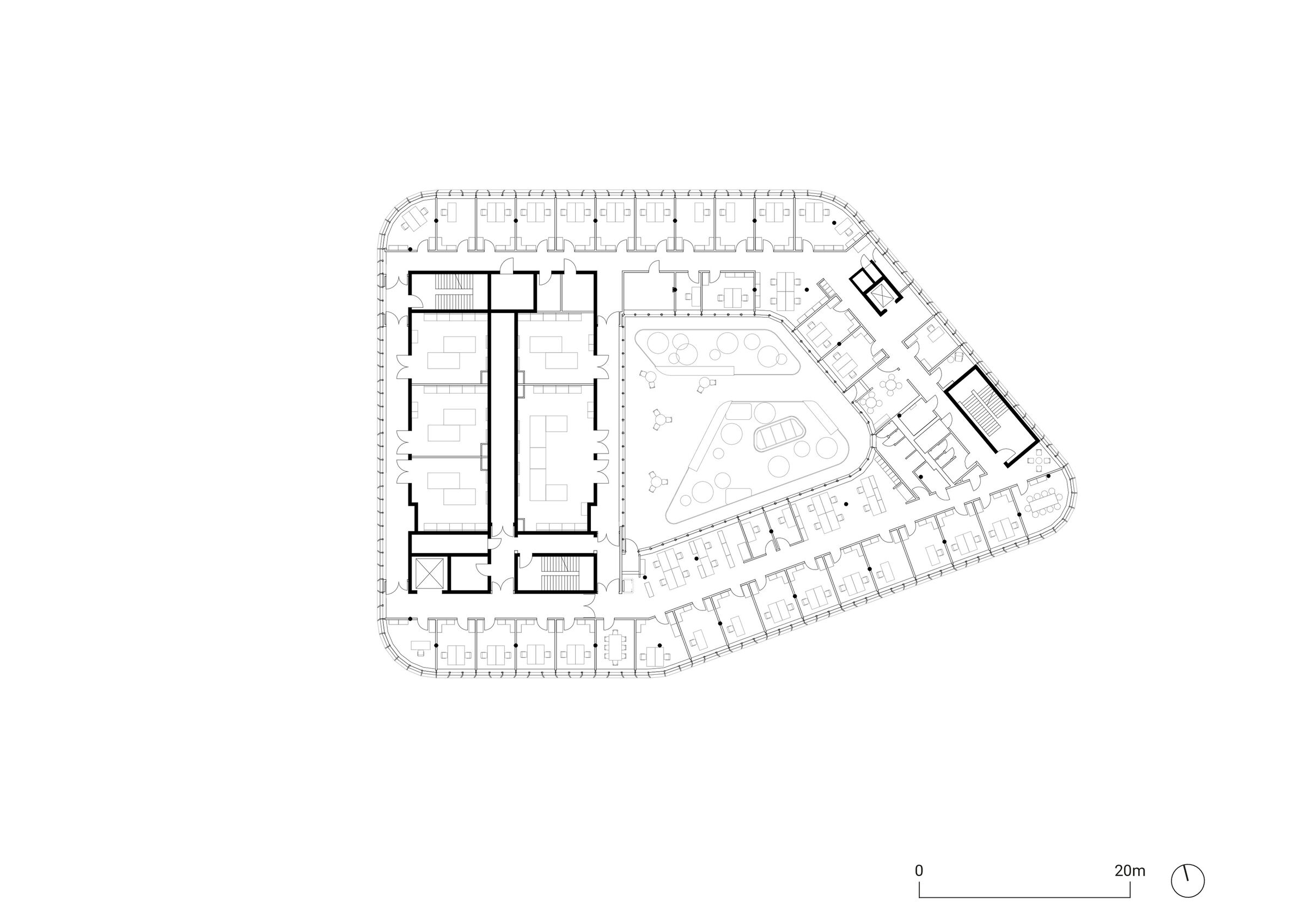 Second floor plan, original scale 1:200