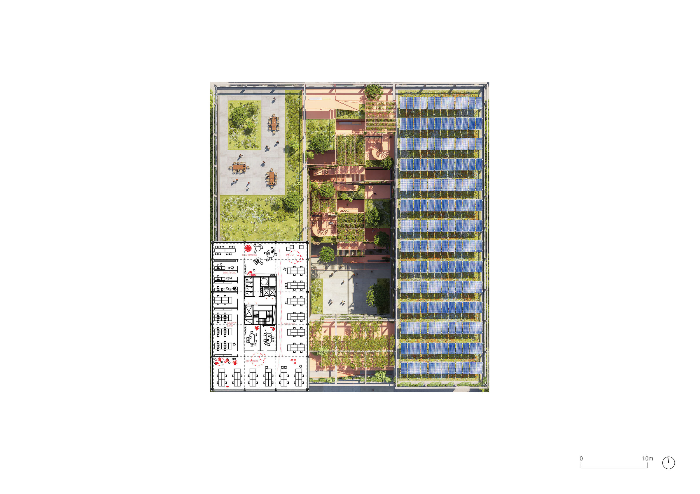 Typical floor plan tower and rooftops, original scale 1:200