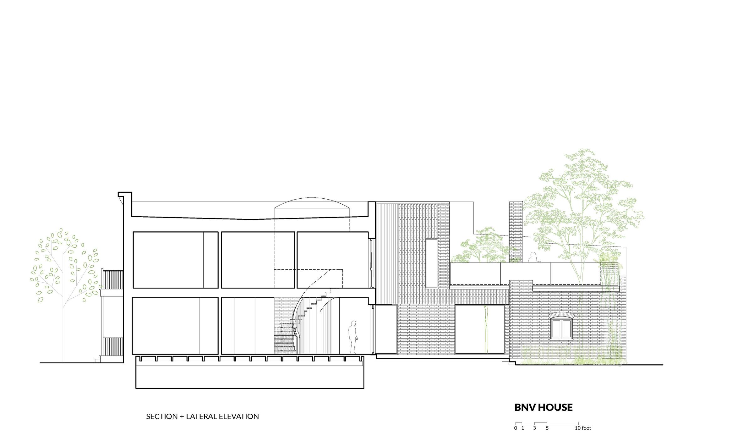 Section and lateral elevation