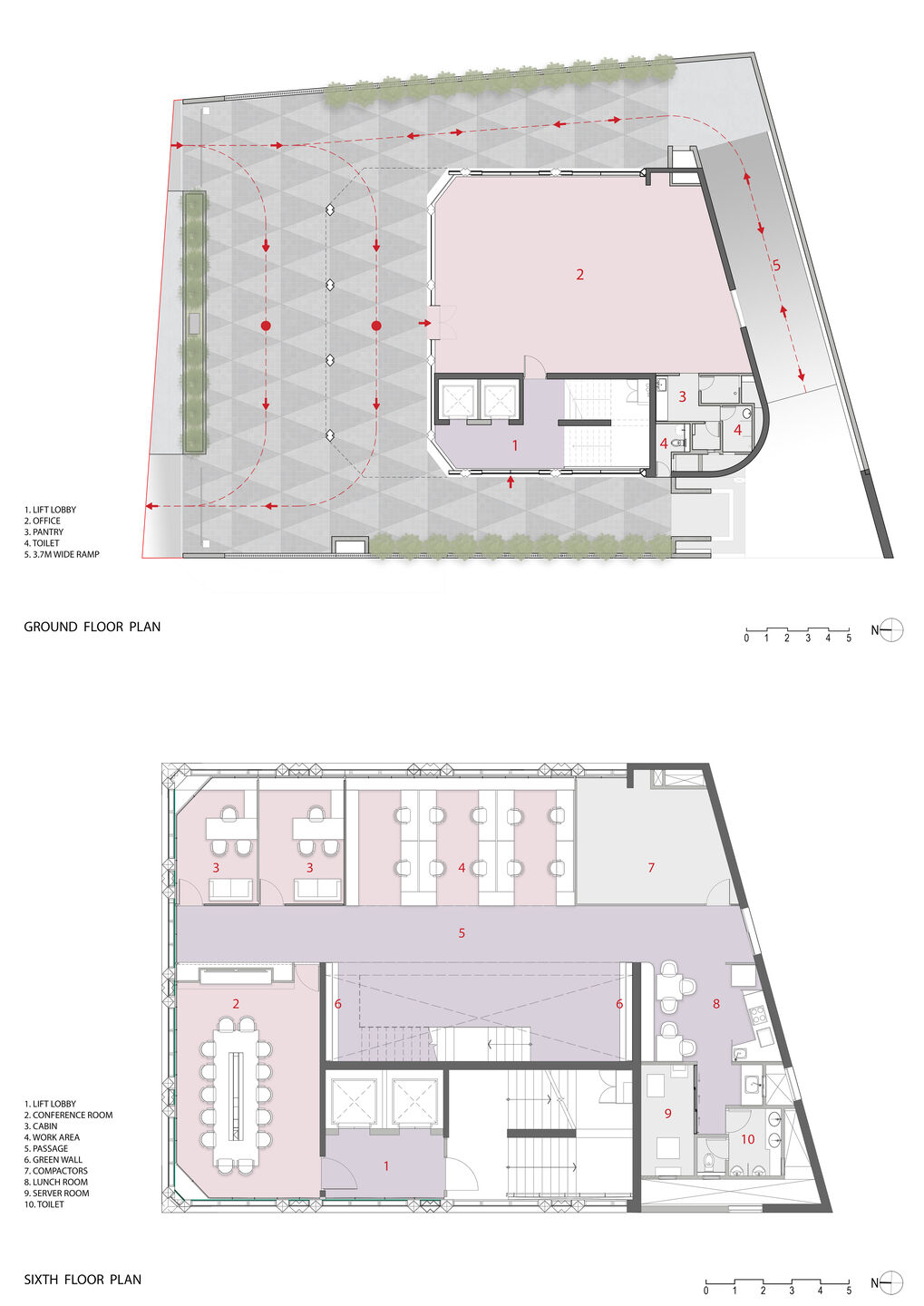 Ground Floor Plan and 6th Floor Plan