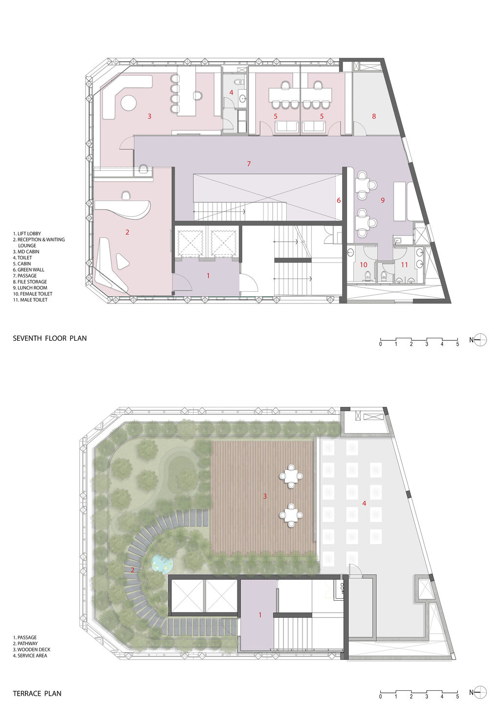 7th Floor Plan and Terrace Floor Plan