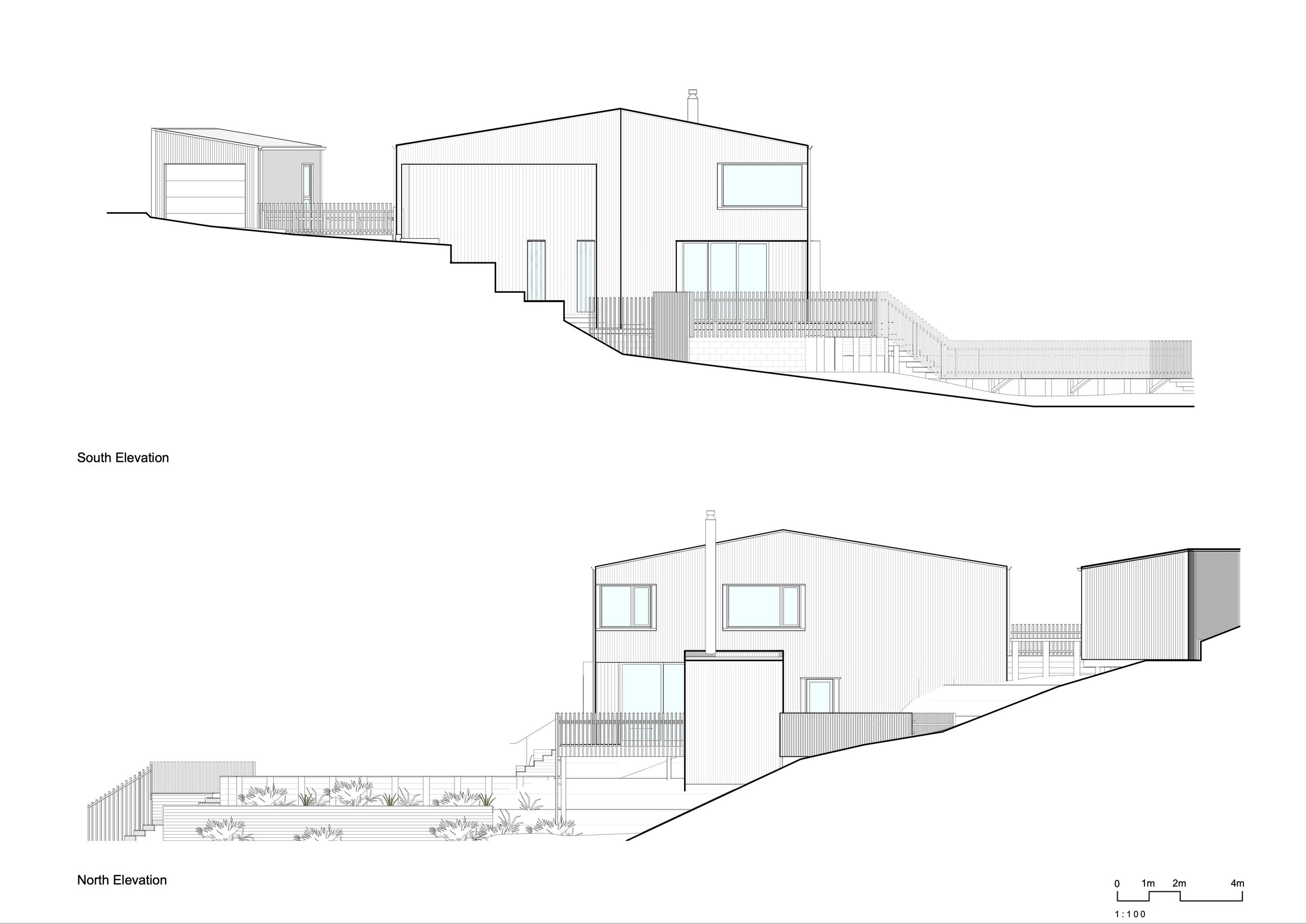 north/south elevations