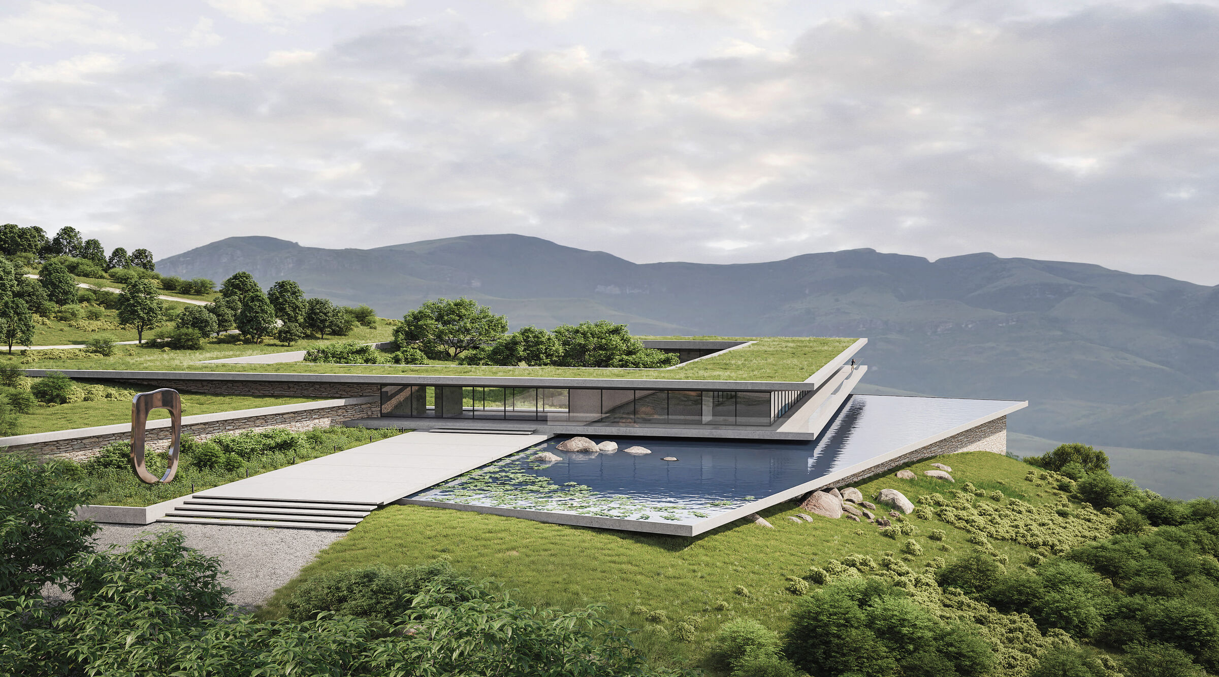 Tavertet eco hotel competition by Larsen Liverpool. Architectural concept by RYMAR.STUDIO architects