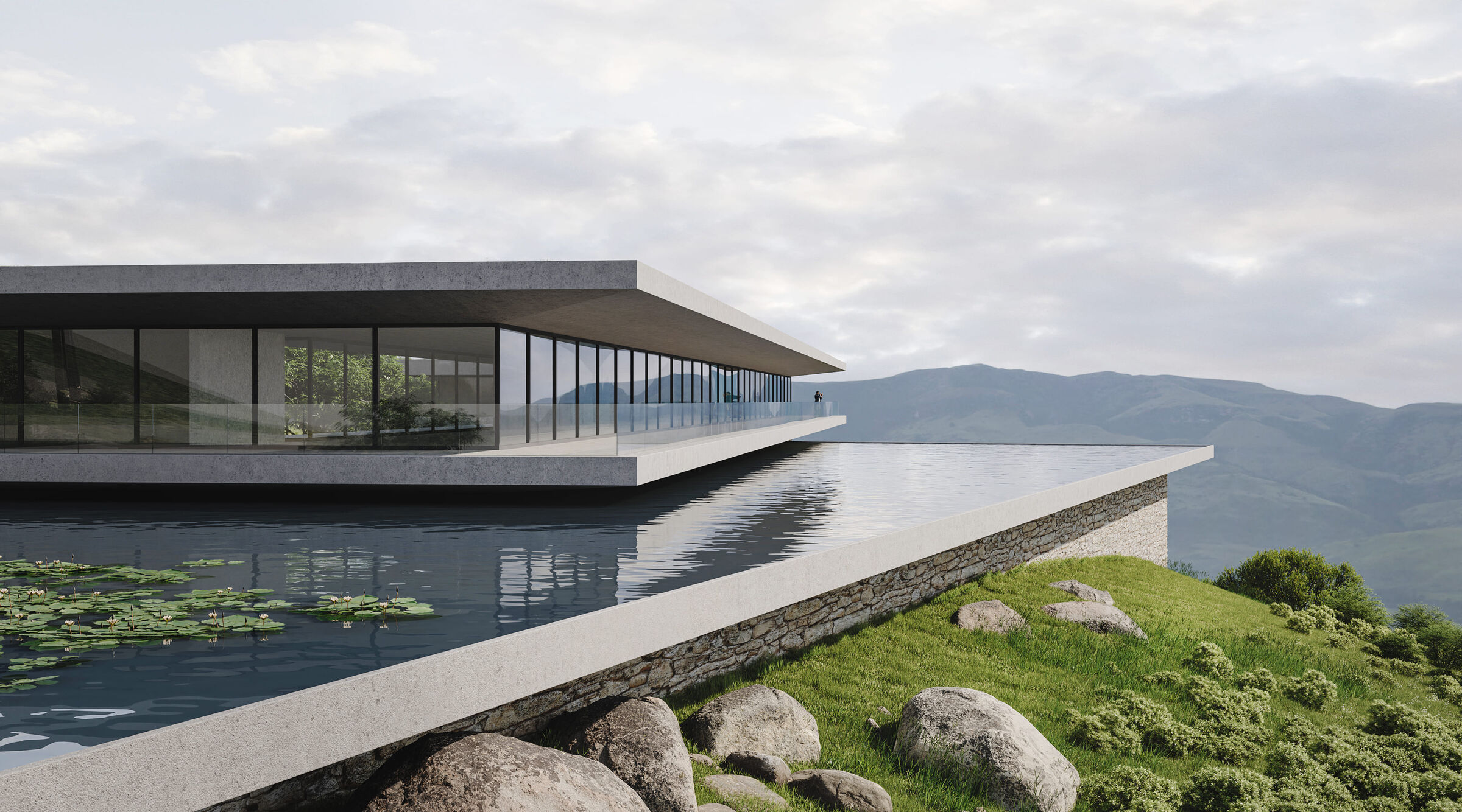 Tavertet eco hotel competition by Larsen Liverpool. Architectural concept by RYMAR.STUDIO architects