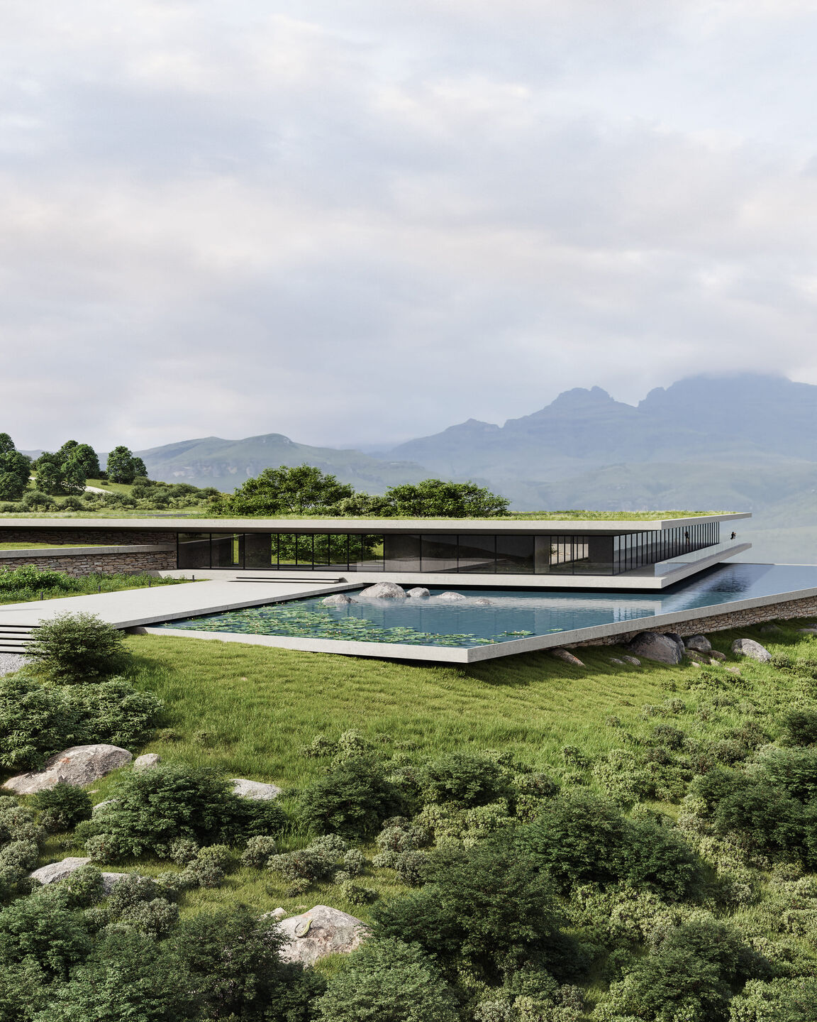 Tavertet eco hotel competition by Larsen Liverpool. Architectural concept by RYMAR.STUDIO architects