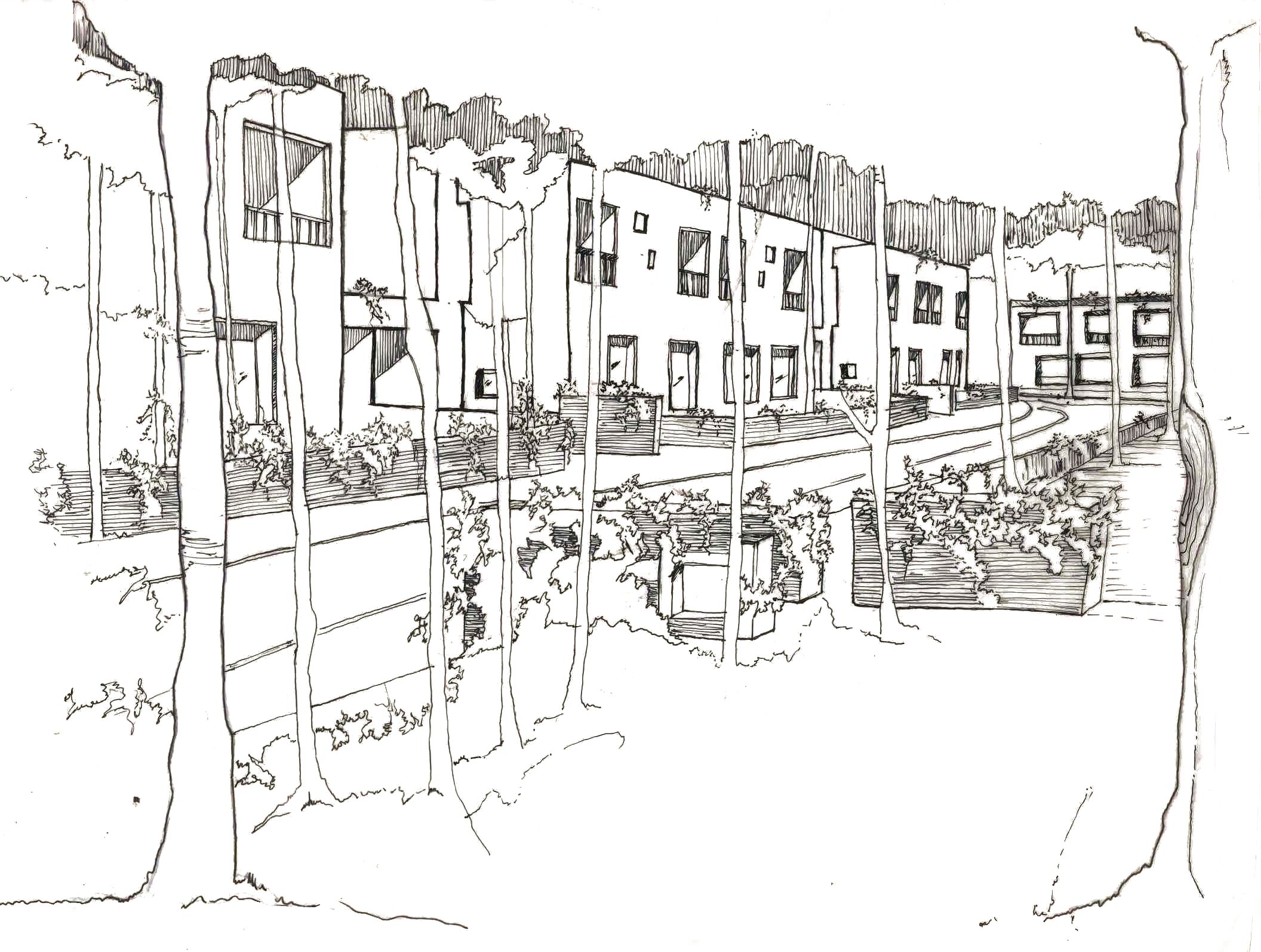 Basant Bahar Housing Sketch by Prof. Christopher Benninger