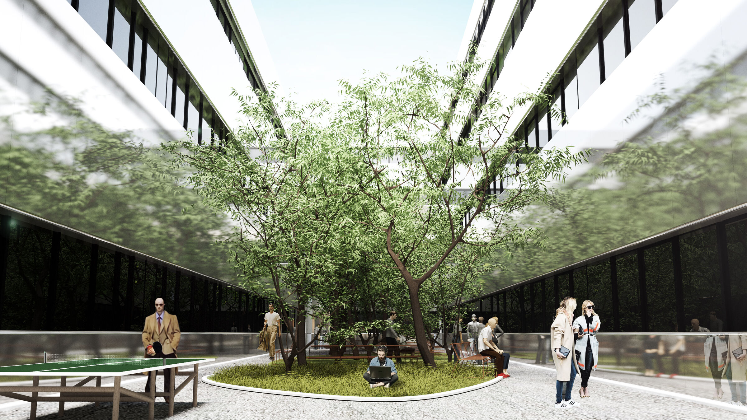 CGI view of the courtyard