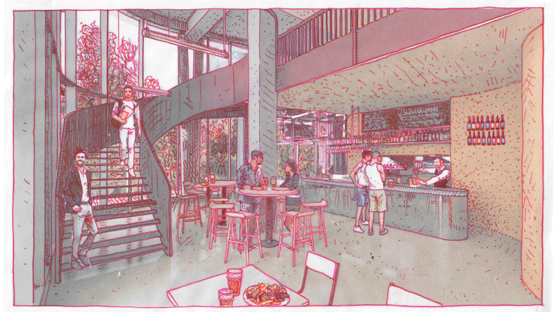 MASHUP's bar and stairway