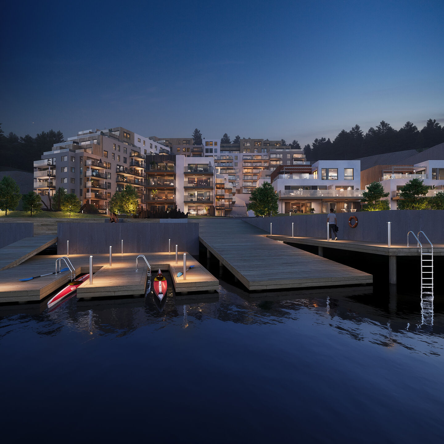 Spro harbour by night