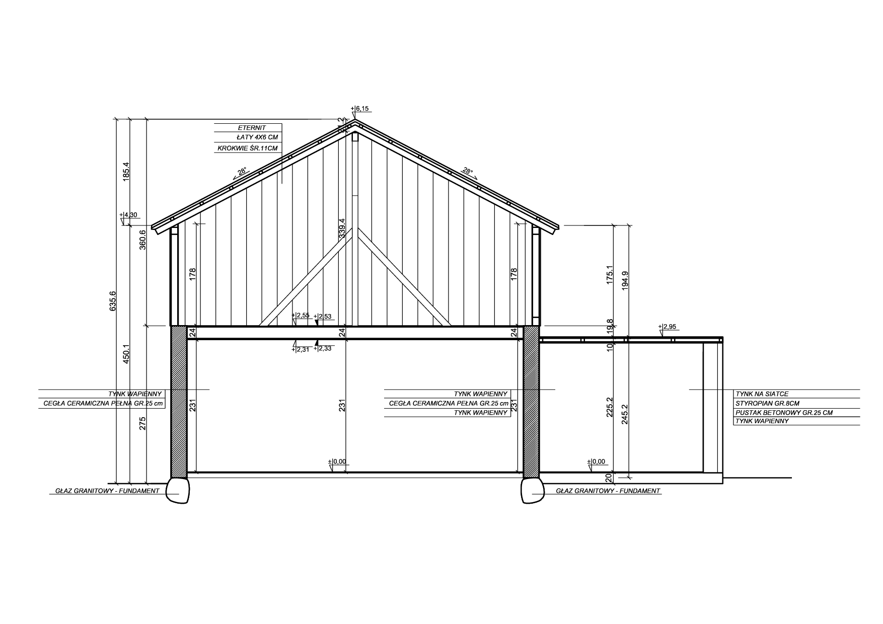 old barn section through building