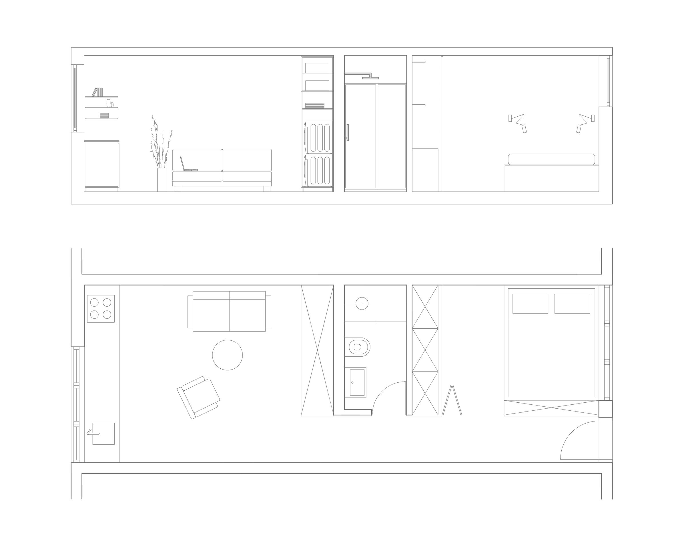 Section and floor plan