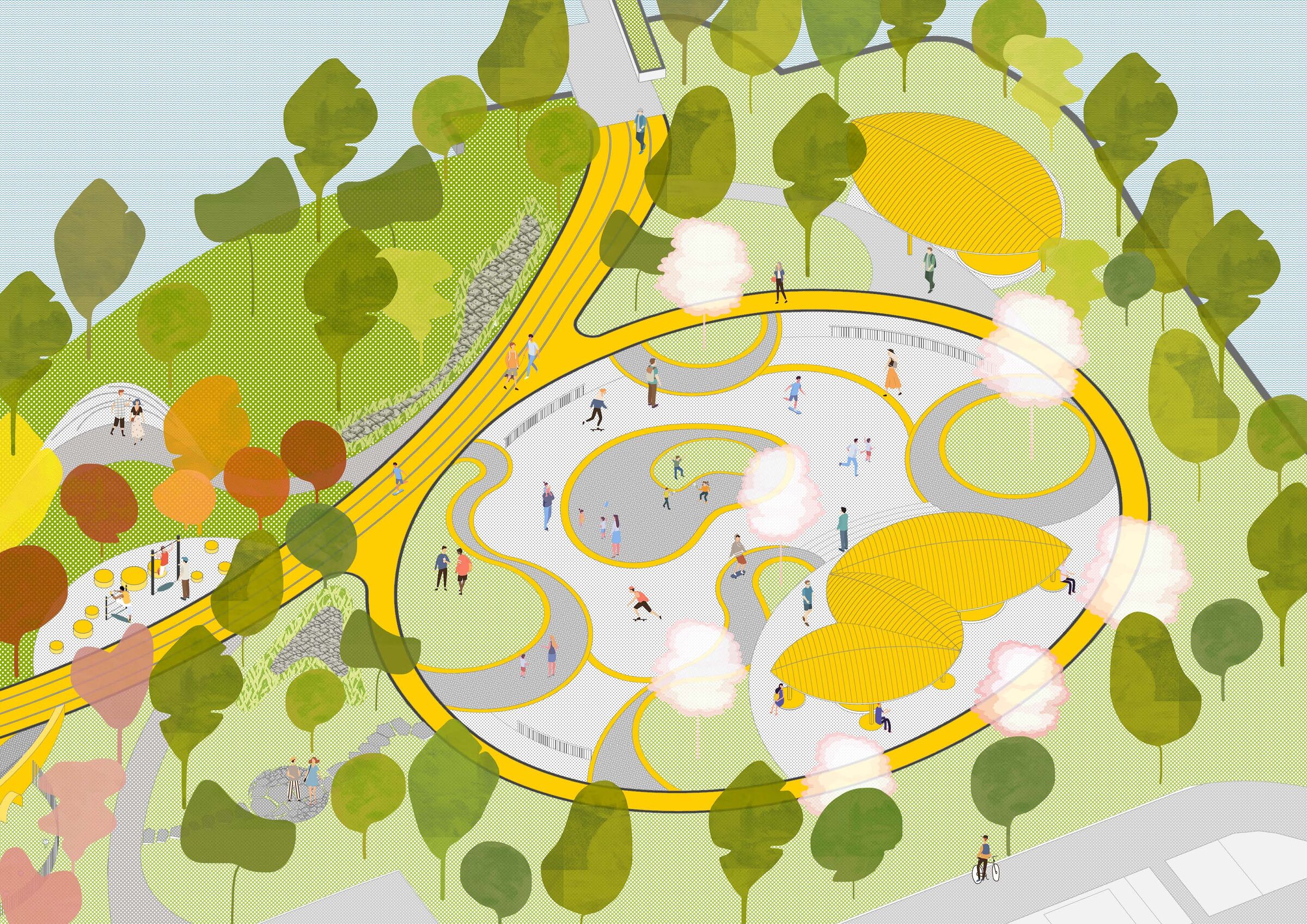 Axon – Skatepark and Auxiliary Buildings