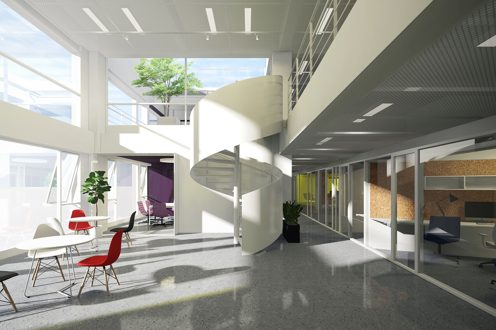 Viewing 6F courtyard from 5F hall