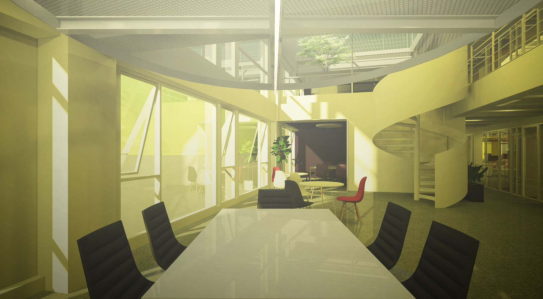 In the yellow meeting room