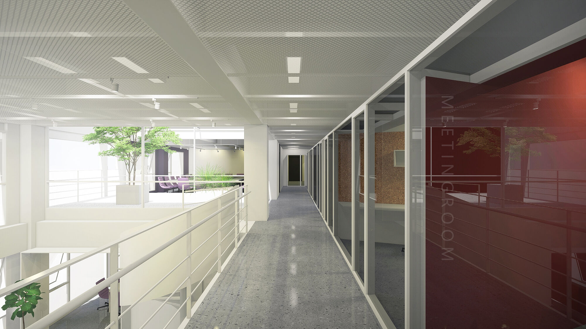 6F corridor, viewing the courtyard