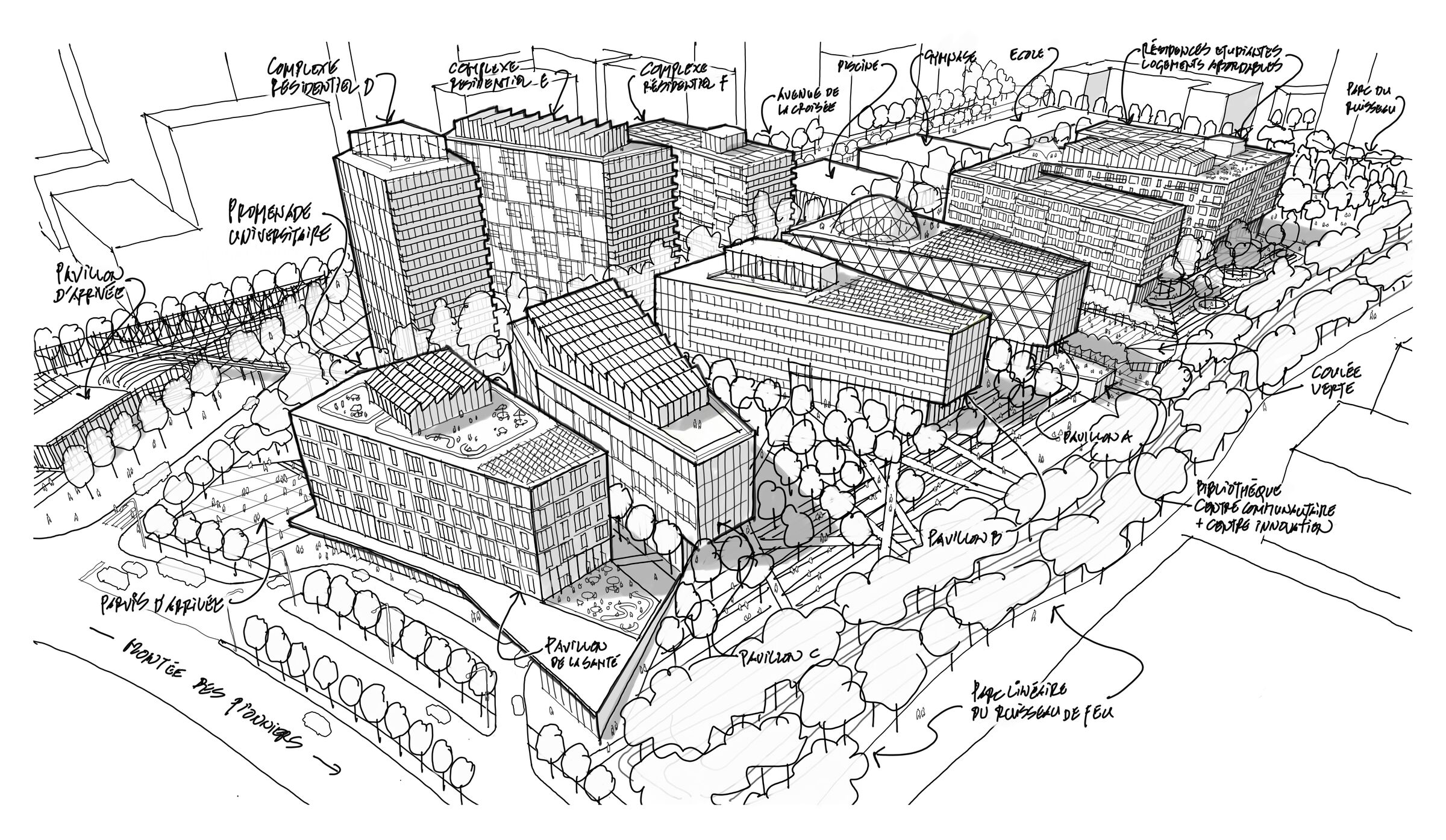 Sketch of campus masterplan