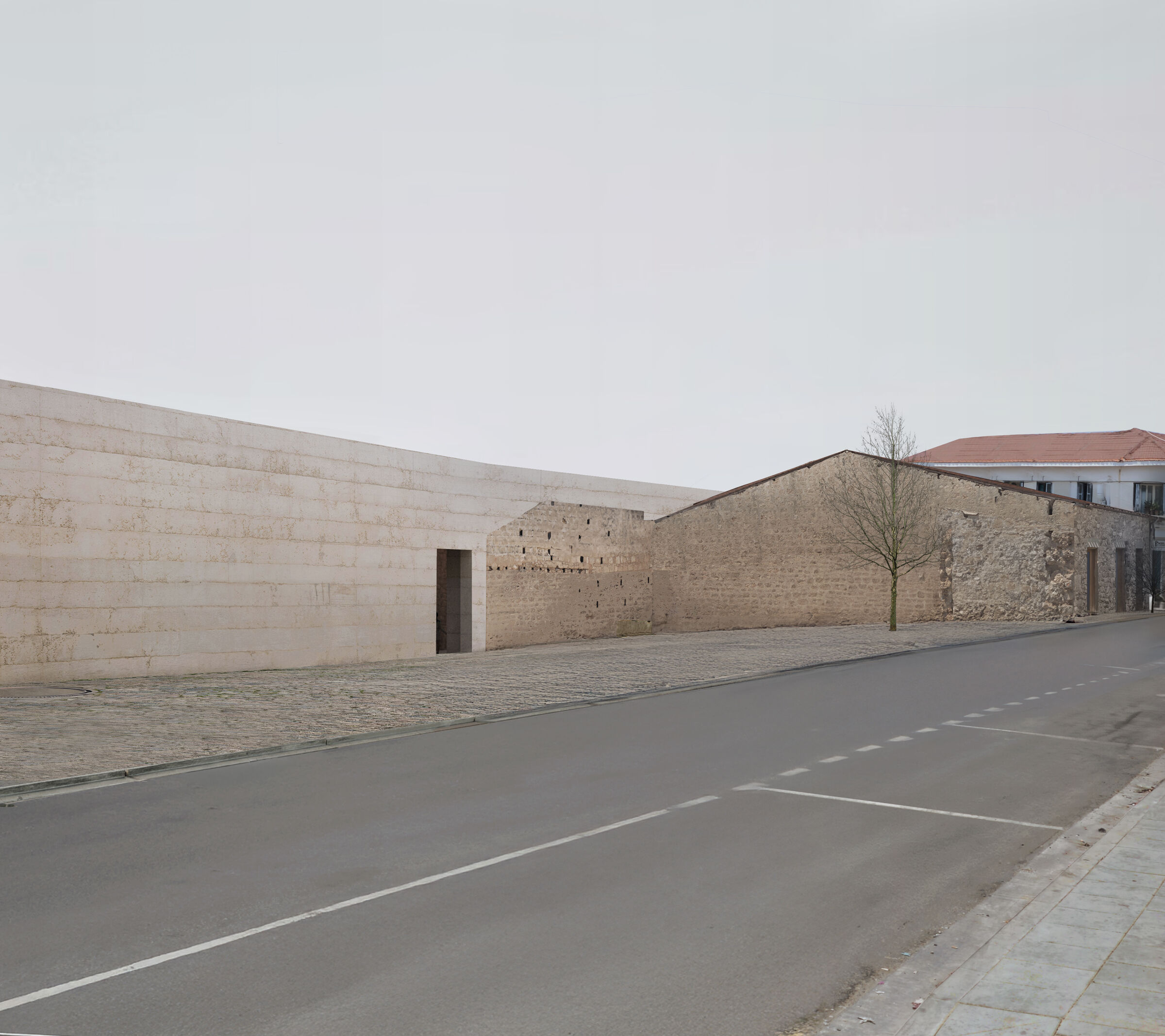 The new entrance of the complex blends with the historical building
