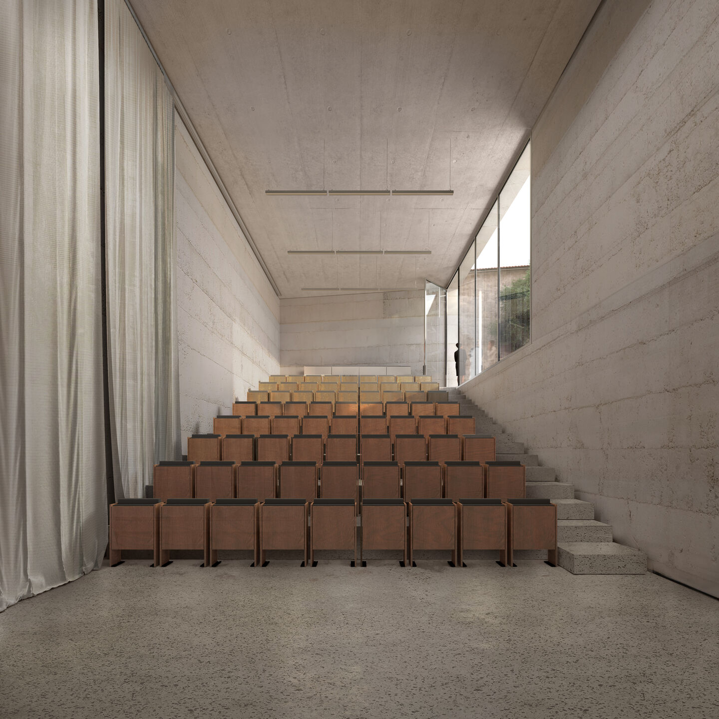 The auditorium open to the garden