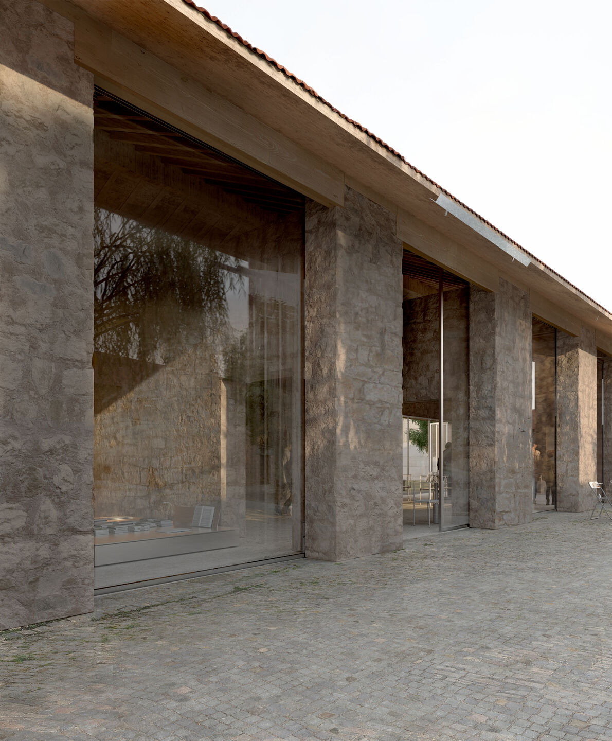The restored facade of the preserved complex