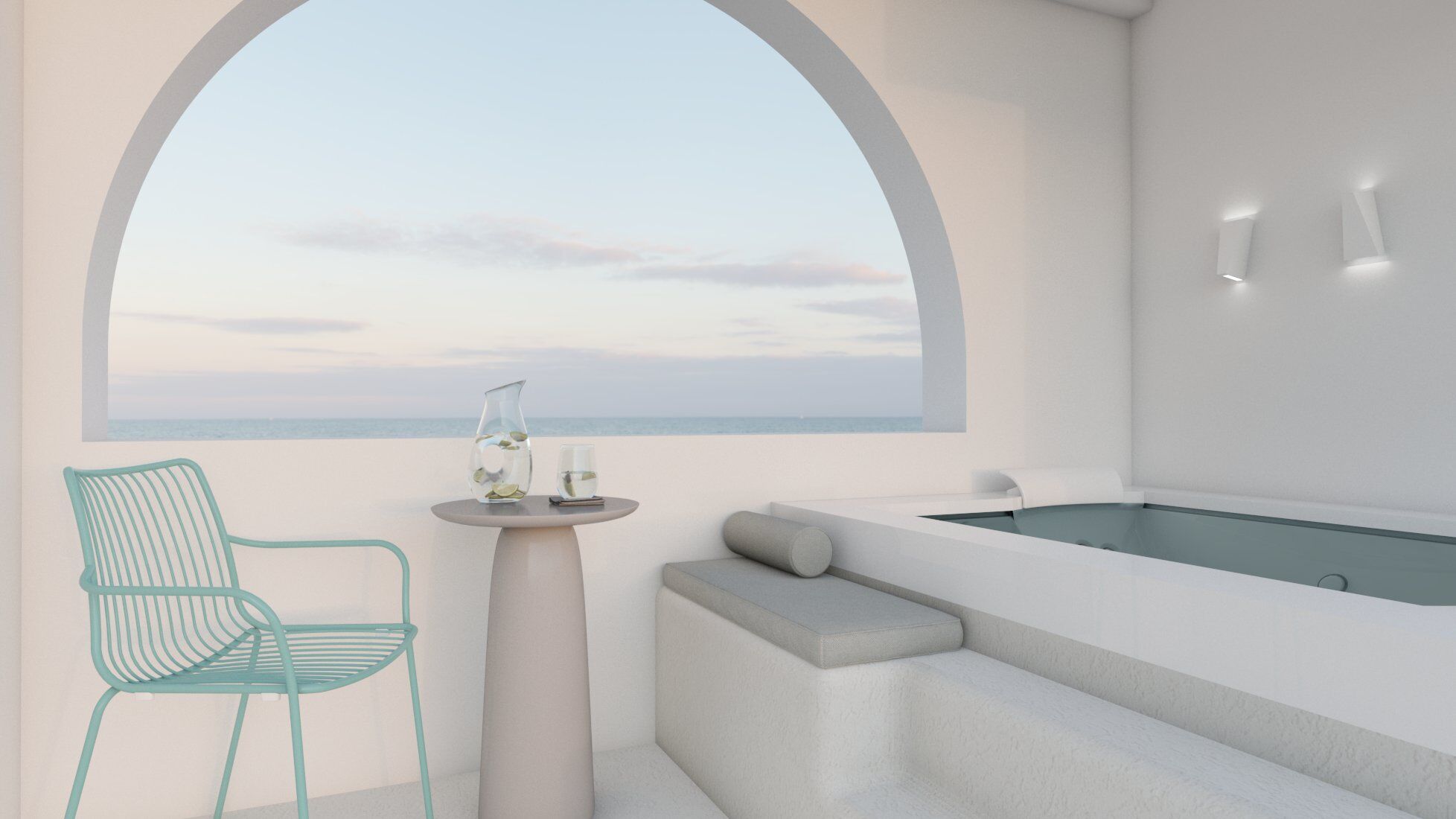 Visualization of suites outdoor area with Jacuzzi