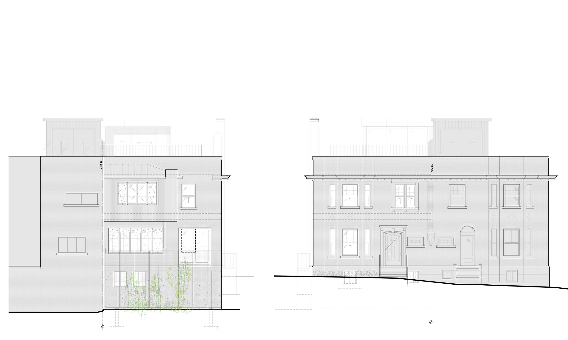 Residence CEDAR_Front and rear elevation