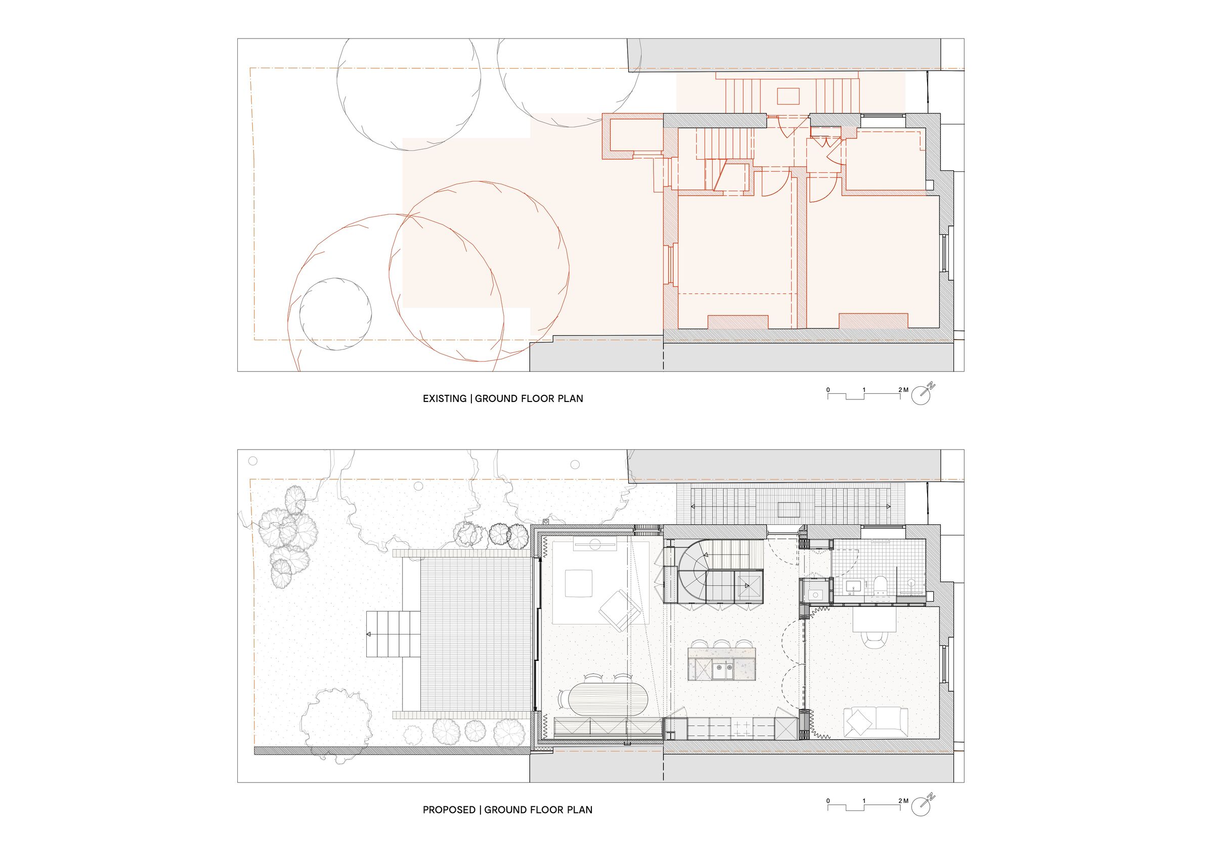 Before and after floor plan