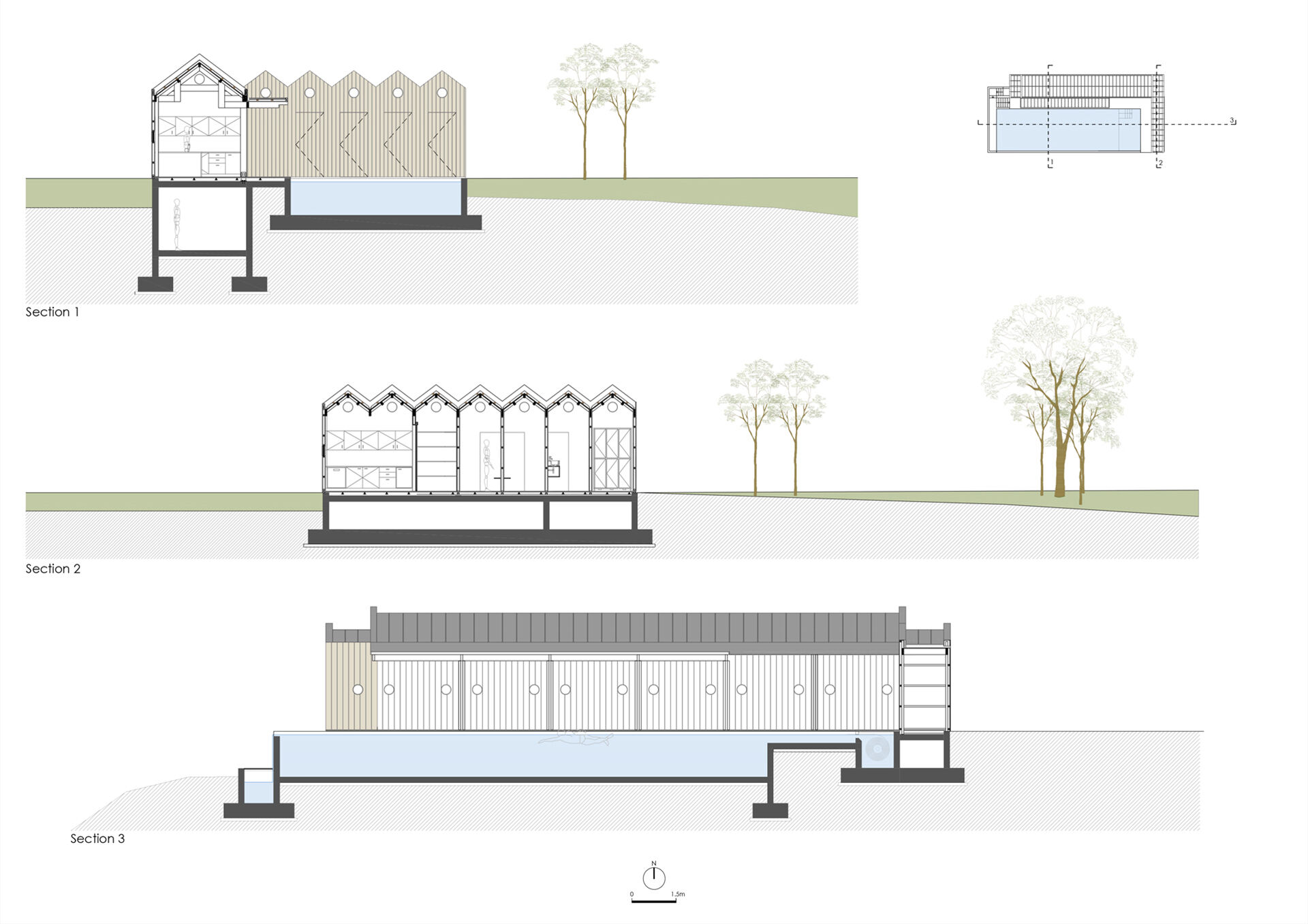 Pool support area - sections 1,2,3