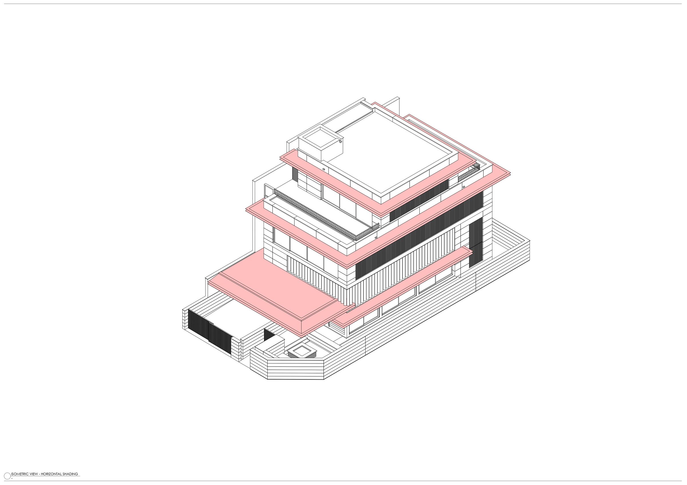 Isometric View northeast - Horizontal Sun Shading
