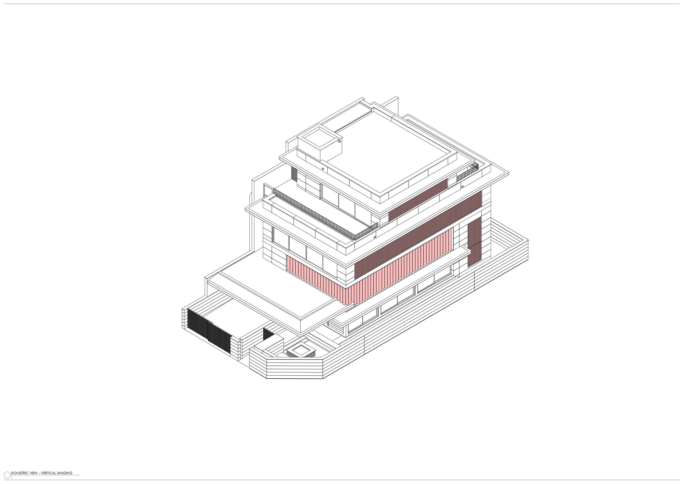 Isometric View northeast - Vertical Sun Shading