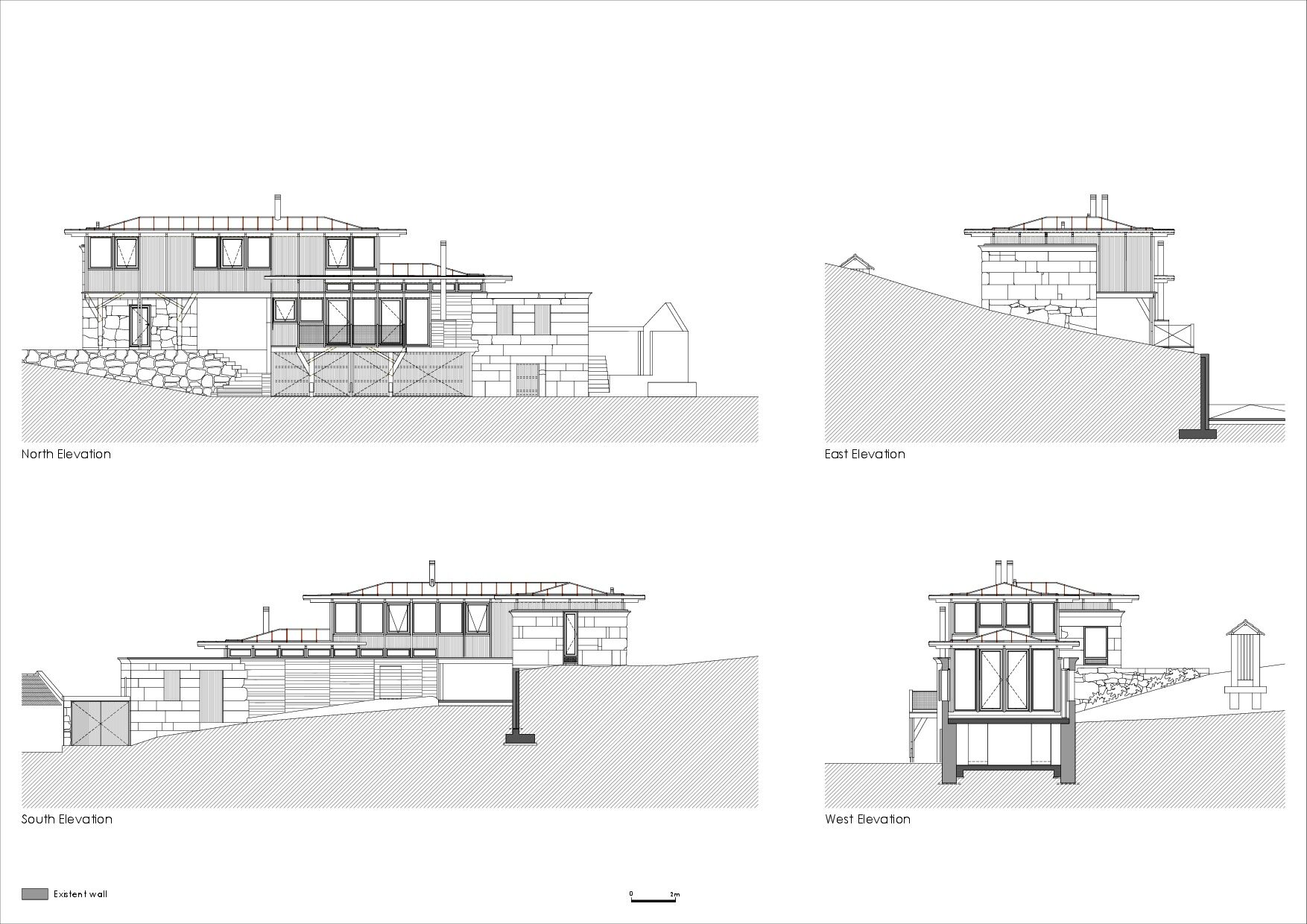 North, South, East and West Elevations