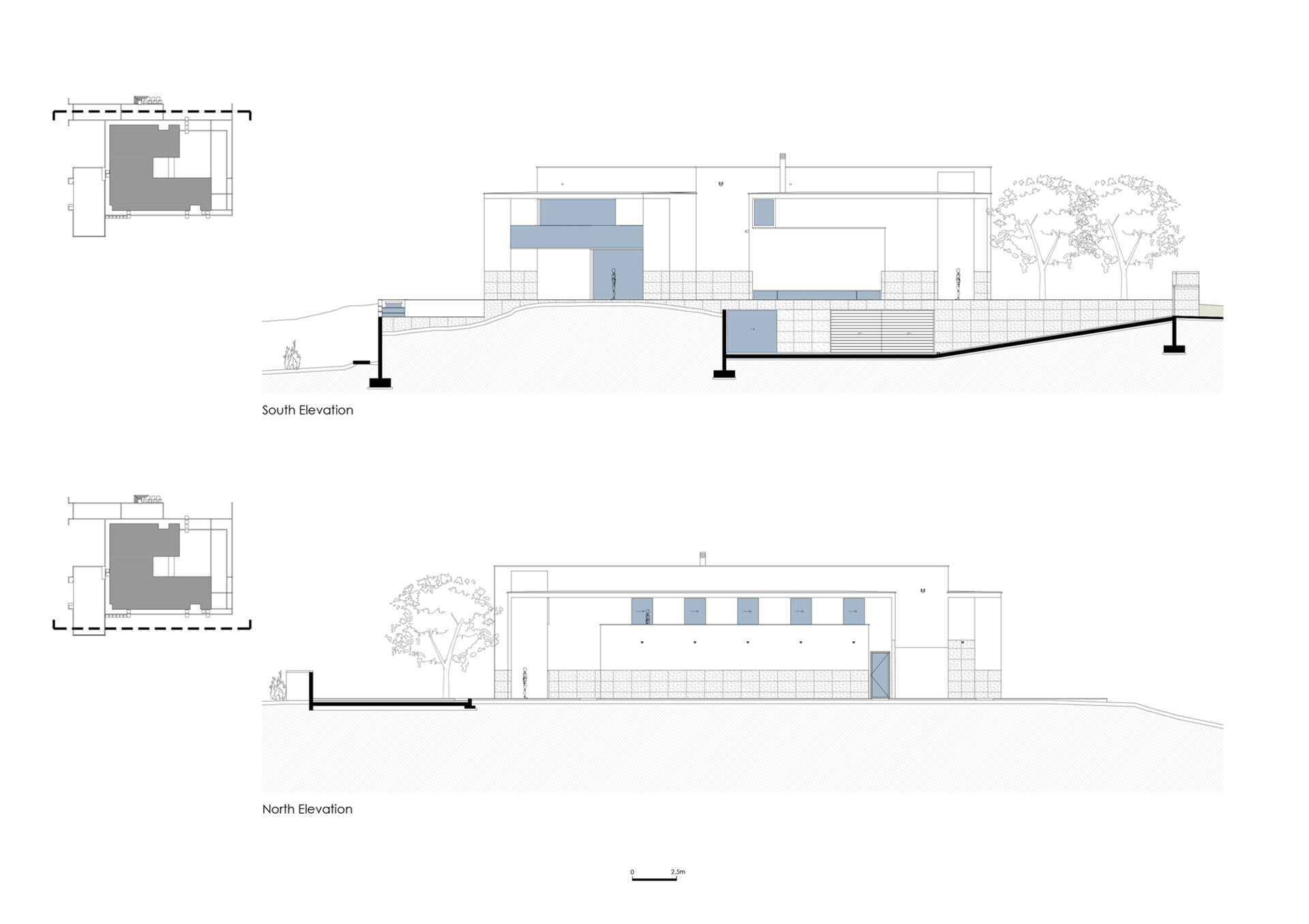 South and North elevation